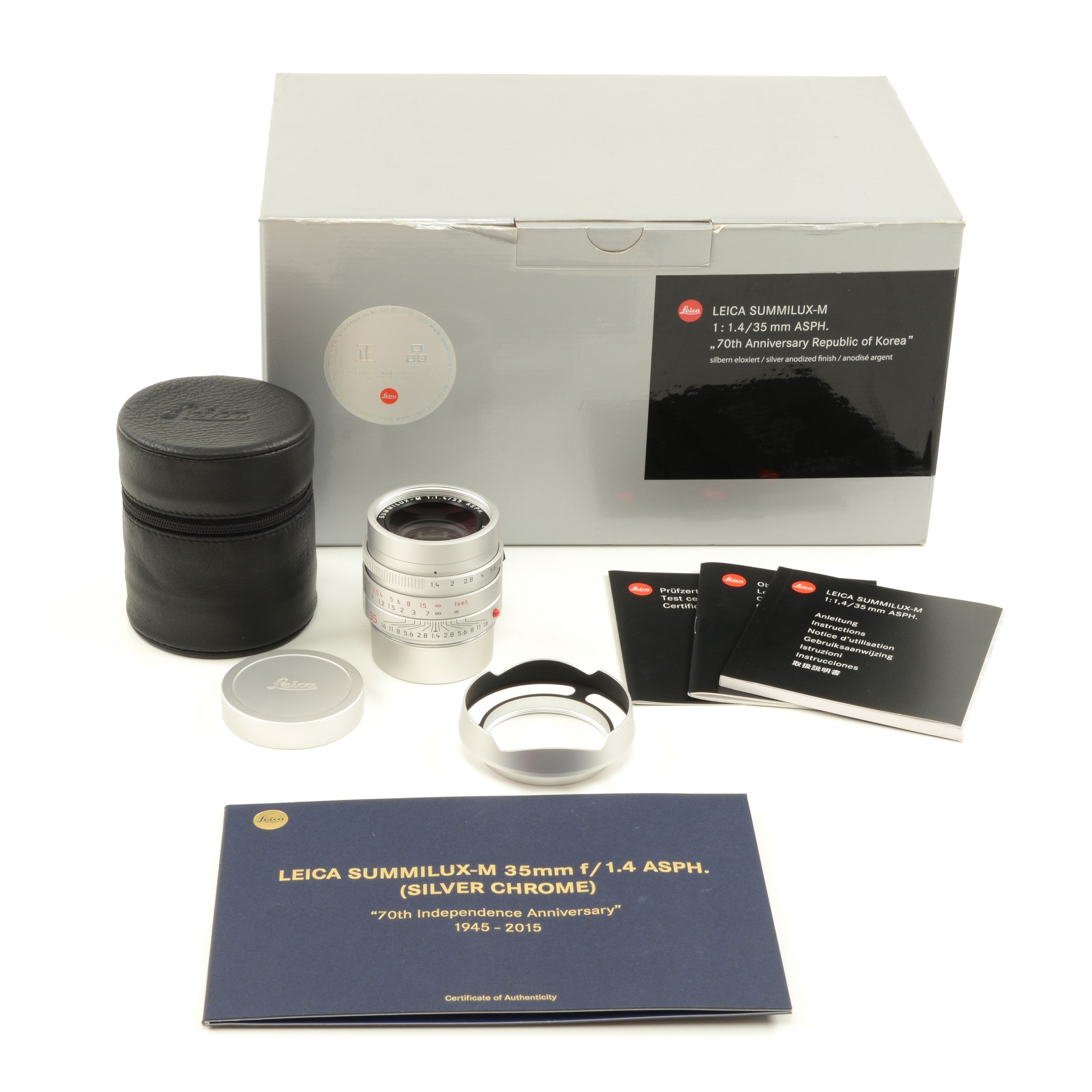 Leica 35mm f1.4 Summilux-M ASPH FLE Chroom "70th Anniversary Republic of Korea" + Doos
