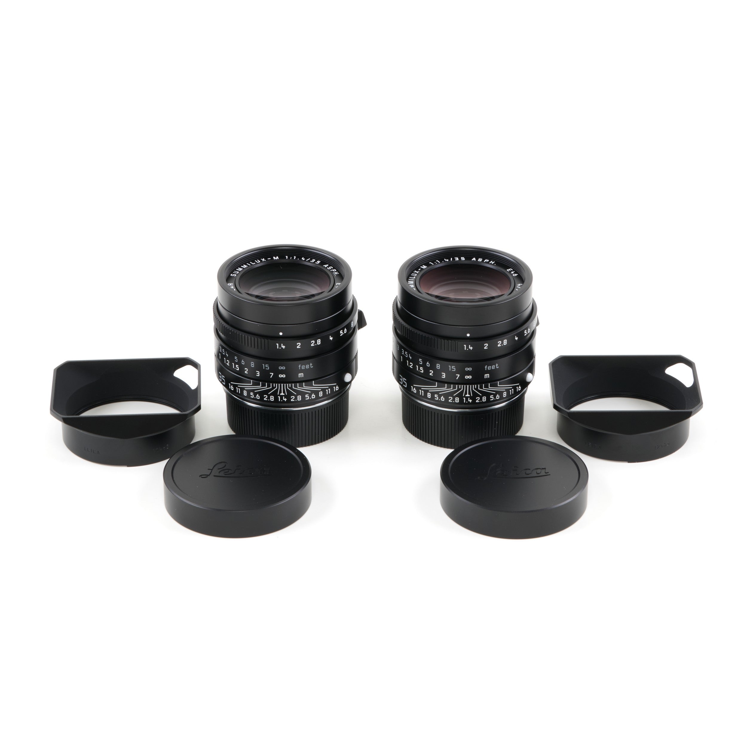 2x Leica 35mm f1.4 Summilux-M ASPH Zwart FLE "Leitz Wetzlar" + Doos Opeenvolgende Nummers