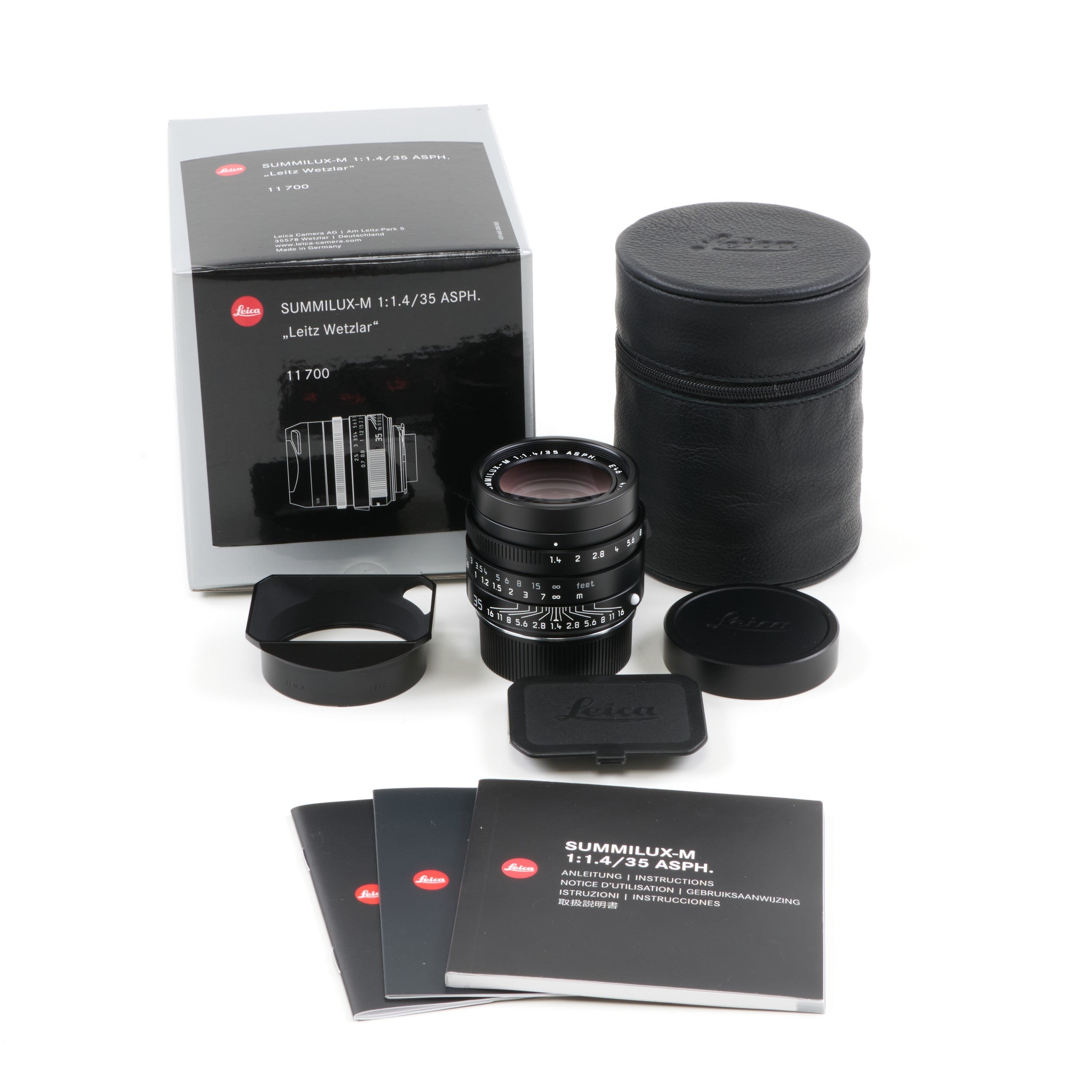 2x Leica 35mm f1.4 Summilux-M ASPH Zwart FLE "Leitz Wetzlar" + Doos Opeenvolgende Nummers