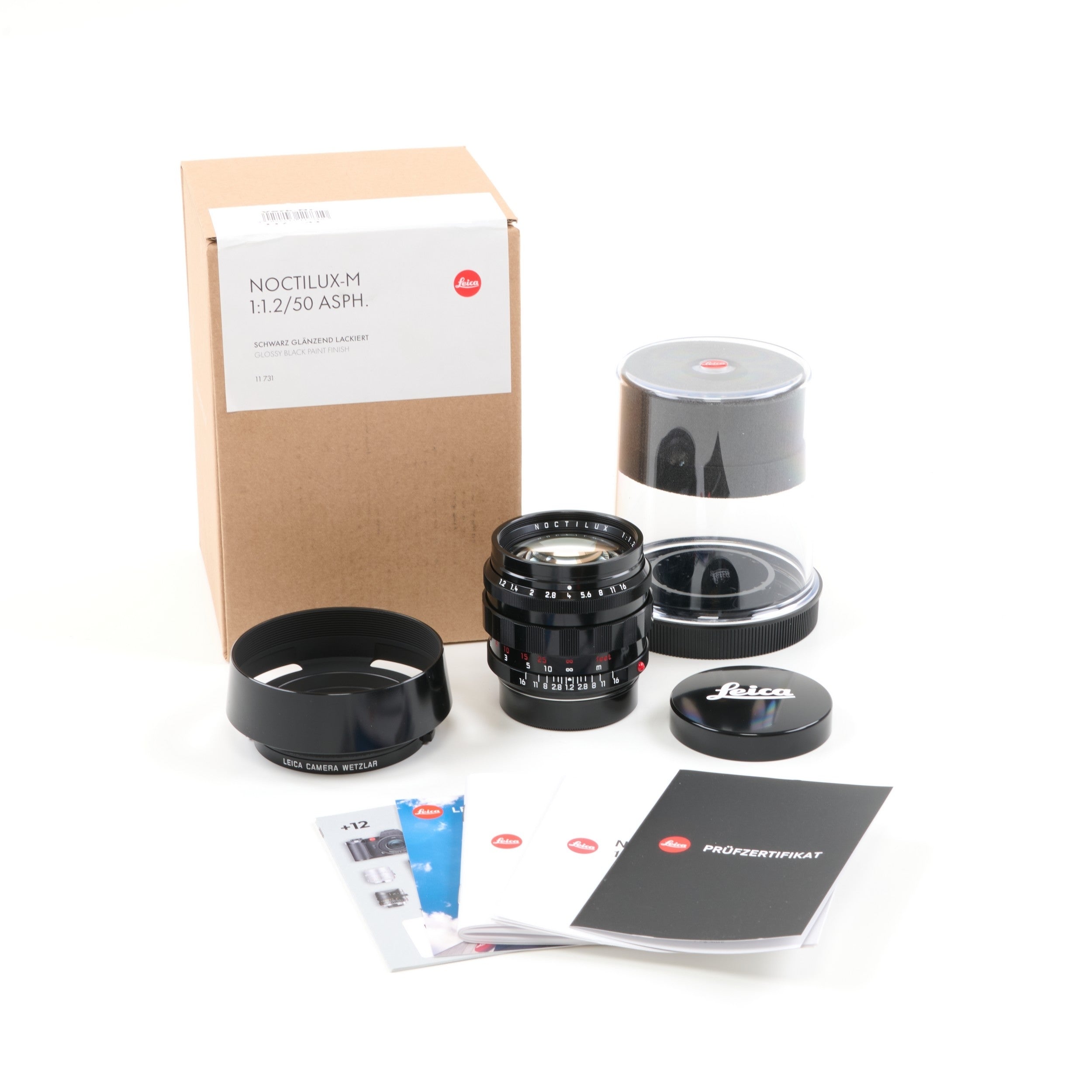 Leica 50mm f1.2 Noctilux-M ASPH Glossy Black Paint + Doos
