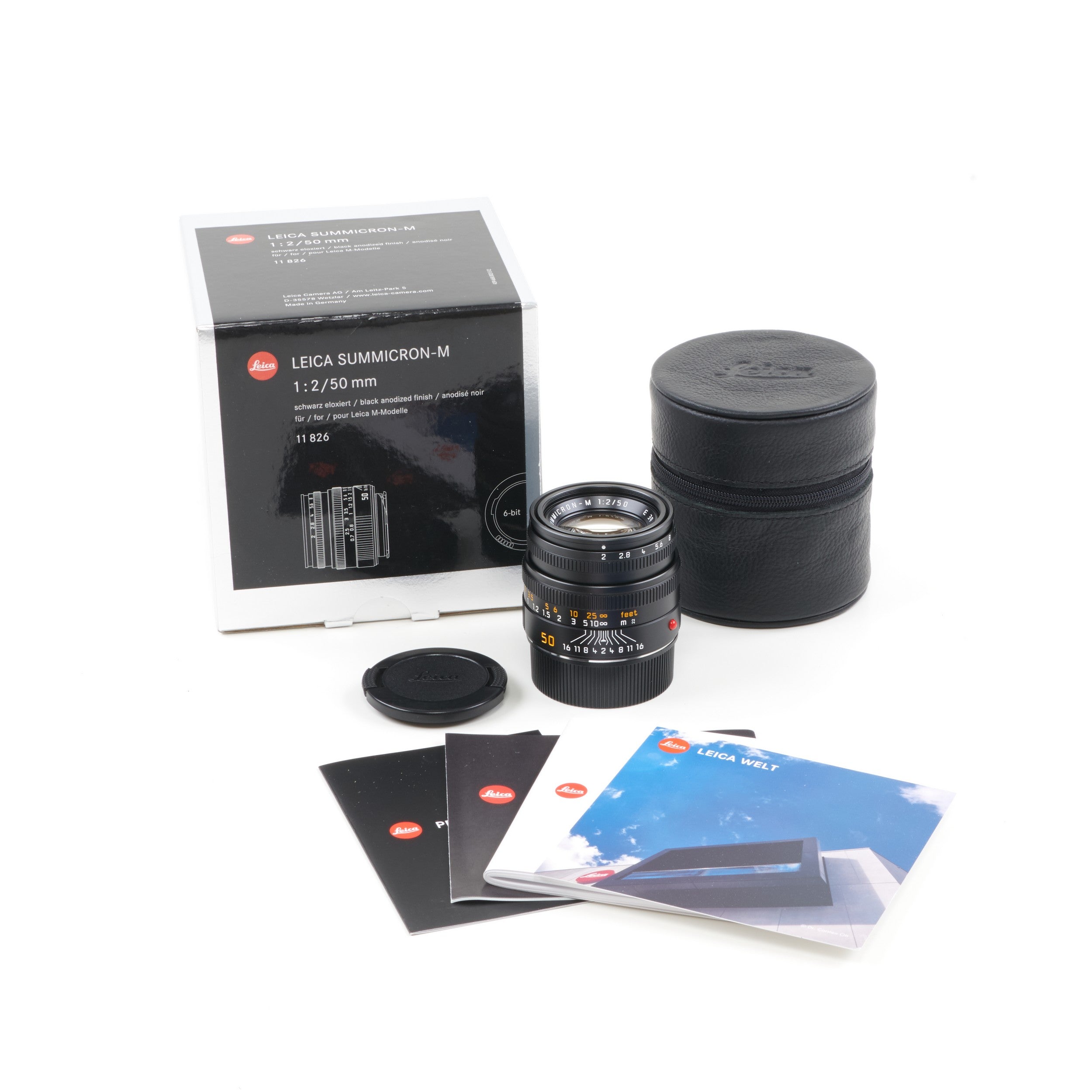 Leica 50mm f2 Summicron-M Zwart 6-Bit + Doos