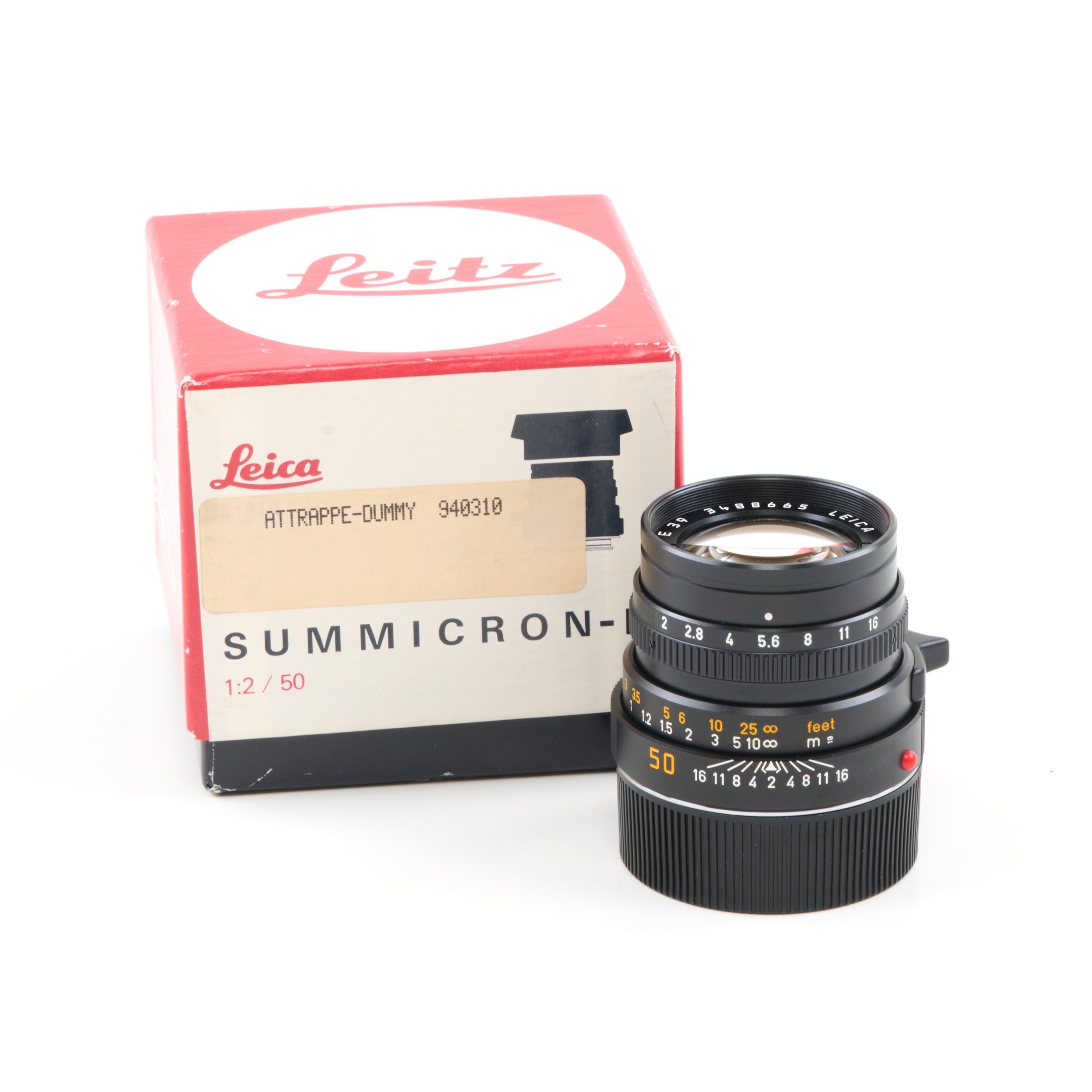 Leica 50mm f2 Summicron-M Dummy / Display Lens + Doos
