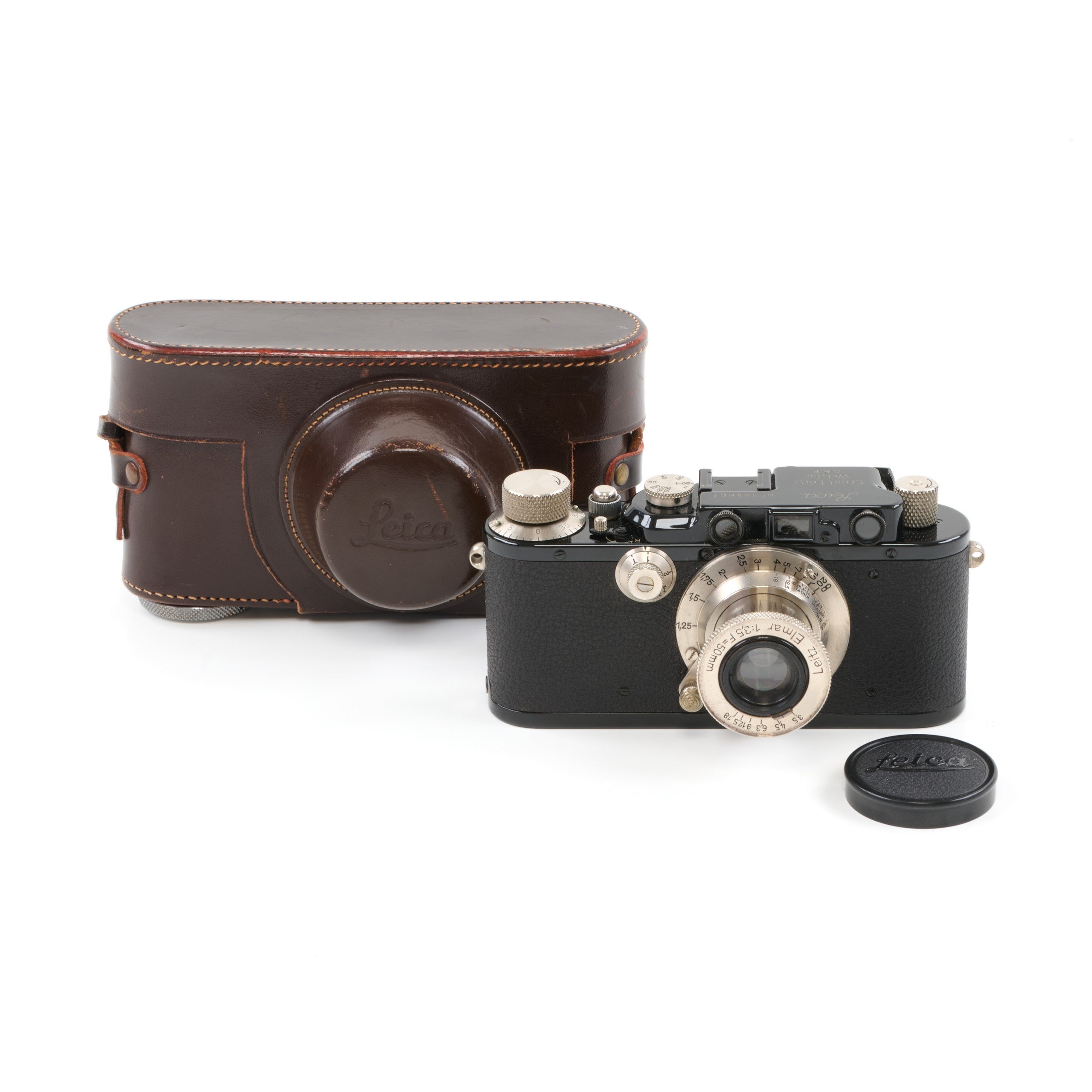 Leica III + Leitz 50mm f3.5 Elmar Set Zwart Nikkel