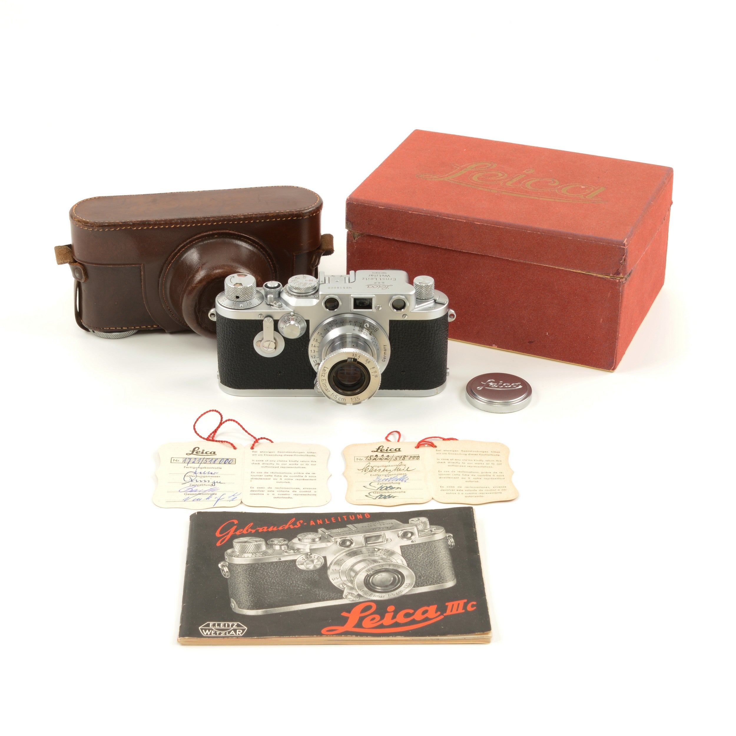 Leica IIIC Conversie IIIF + Leitz 50mm f3.5 Elmar + Doos Extreem Mooi Nummer!!!