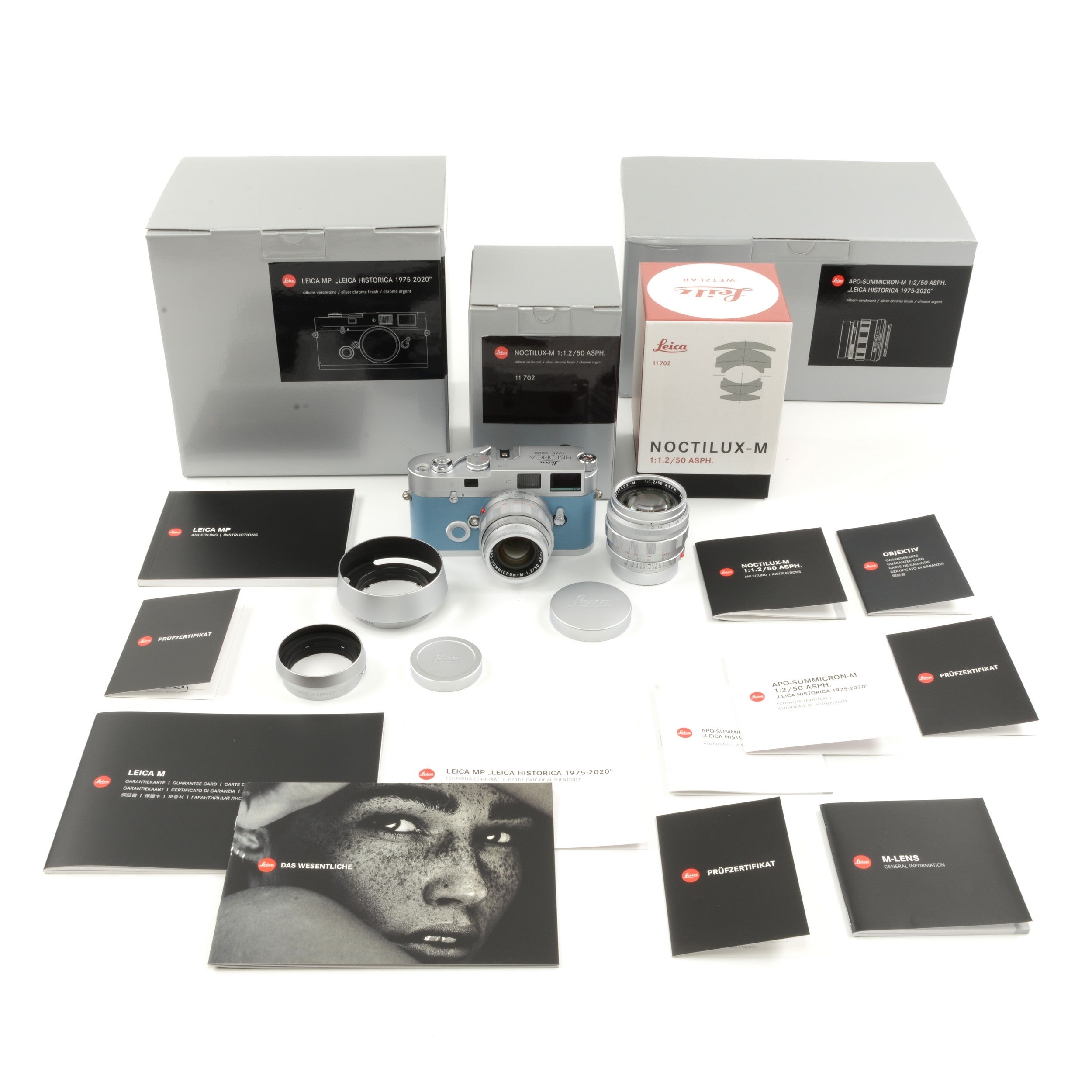 Leica MP Leica Historica 1975-2020 Set + 50mm f1.2 Noctilux-M ASPH Chroom Matching Nummer + Doos