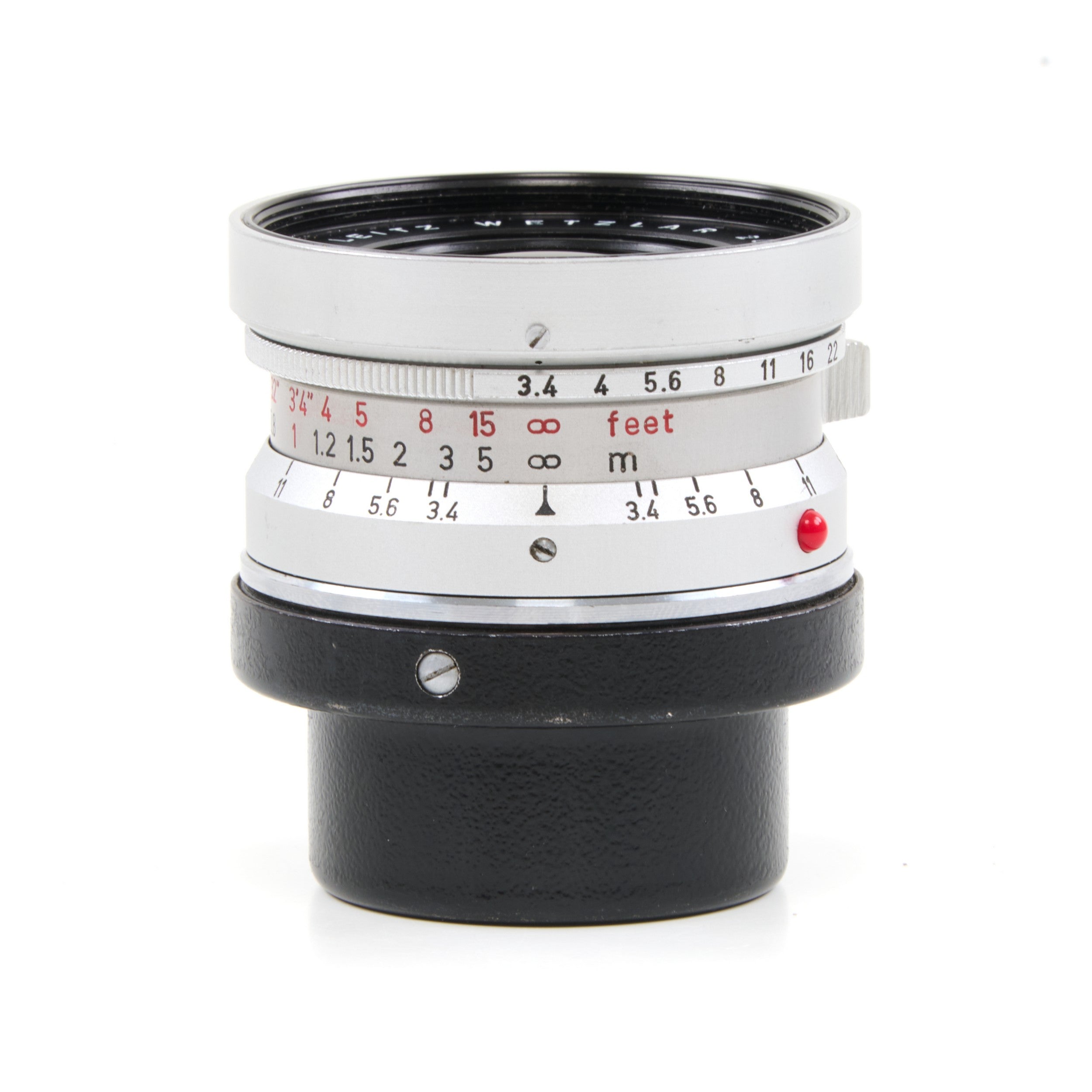 Leitz 21mm f3.4 Super-Angulon Chroom + 12501 Zonnekap