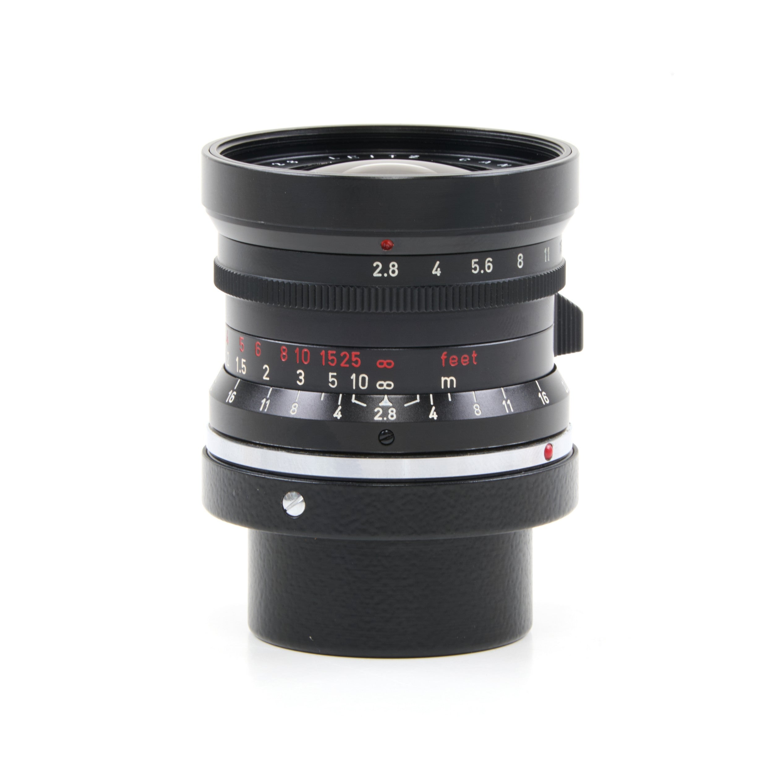 Leitz 28mm f2.8 Elmarit 9 Element Black Paint Stopper Canada + Zonnekap + Doos