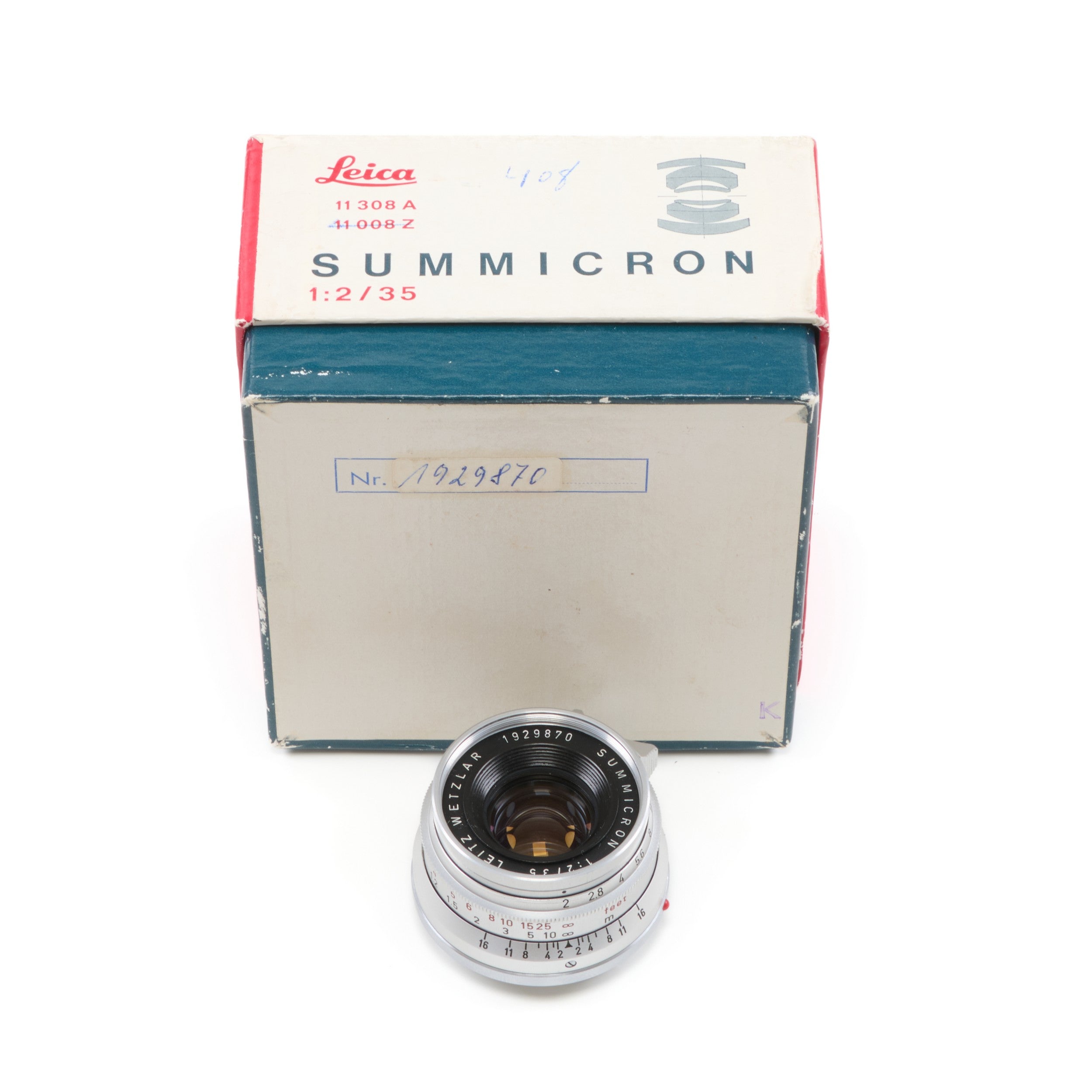 Leitz 35mm f2 Summicron 8 Element Germany + Box