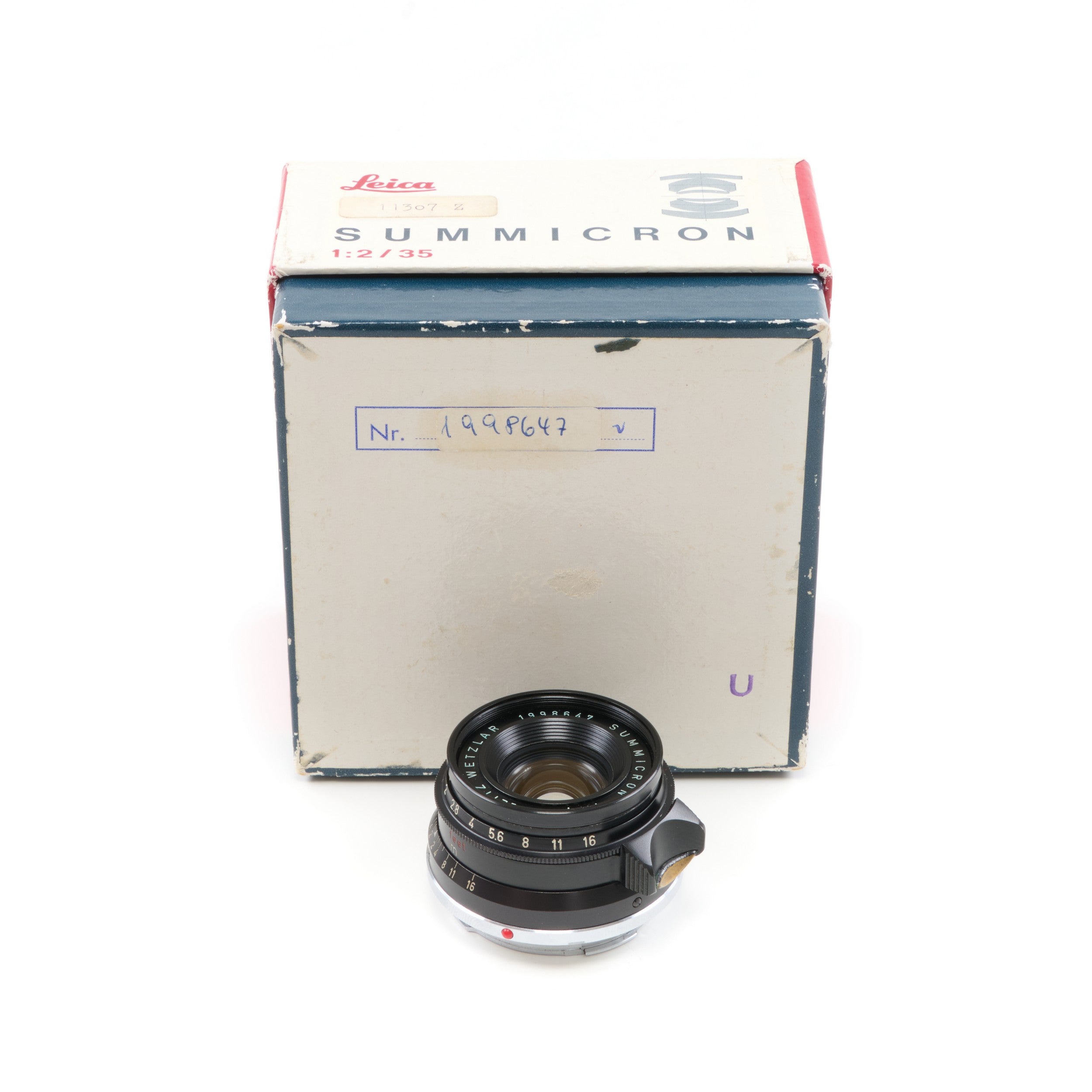 Leitz 35mm f2 Summicron 8 Element Black Paint + Doos