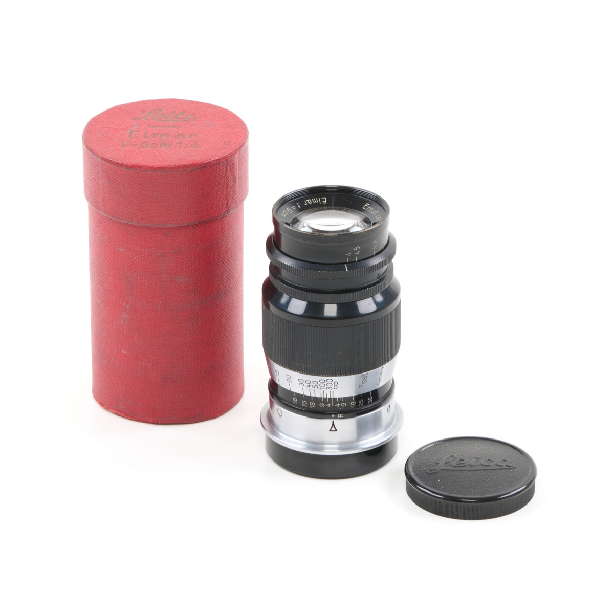 Leitz 90mm f4 Elmar + Doos