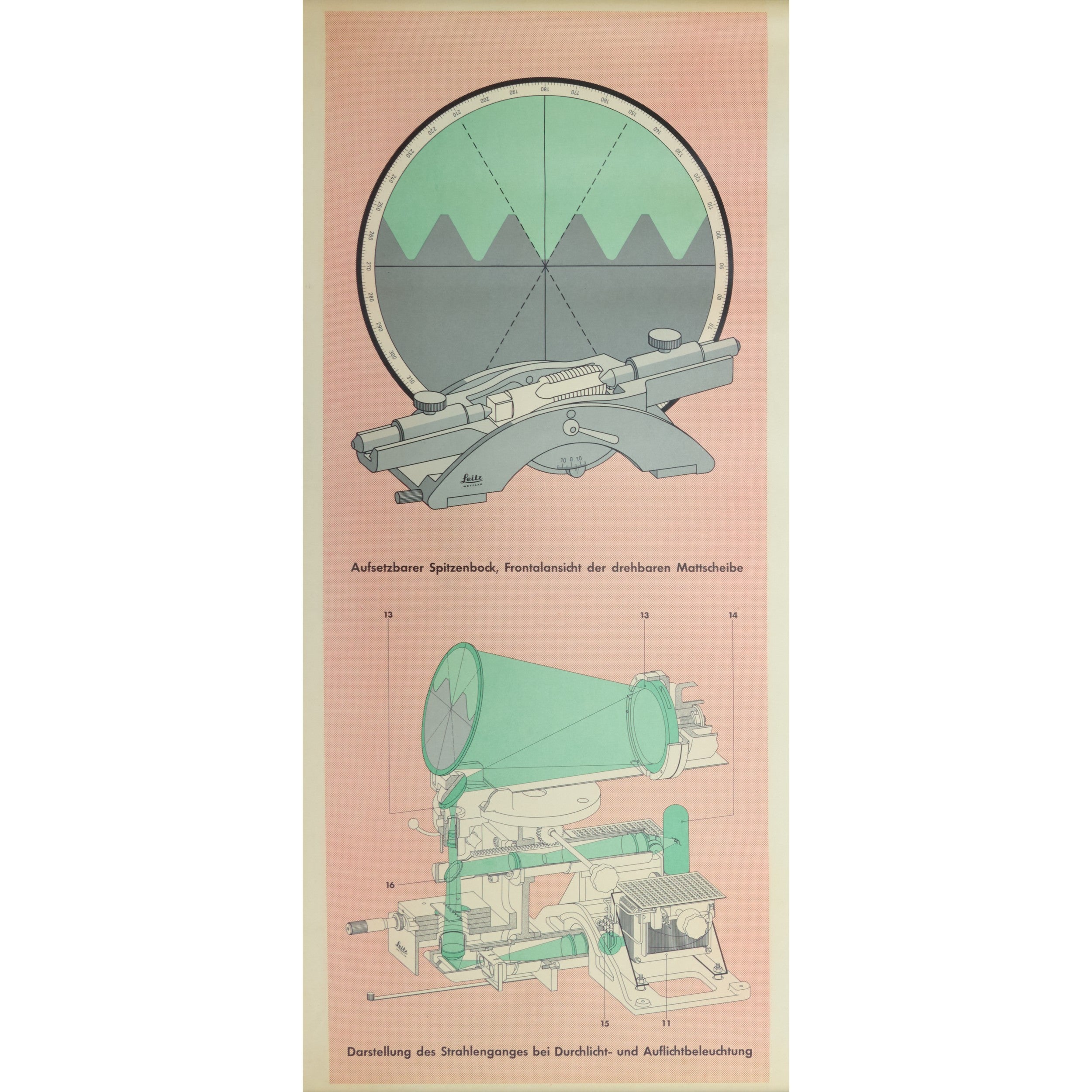 Leitz Tafelprojector TP 200 - Optische Bank Vergelijkingsposter Duits 1961