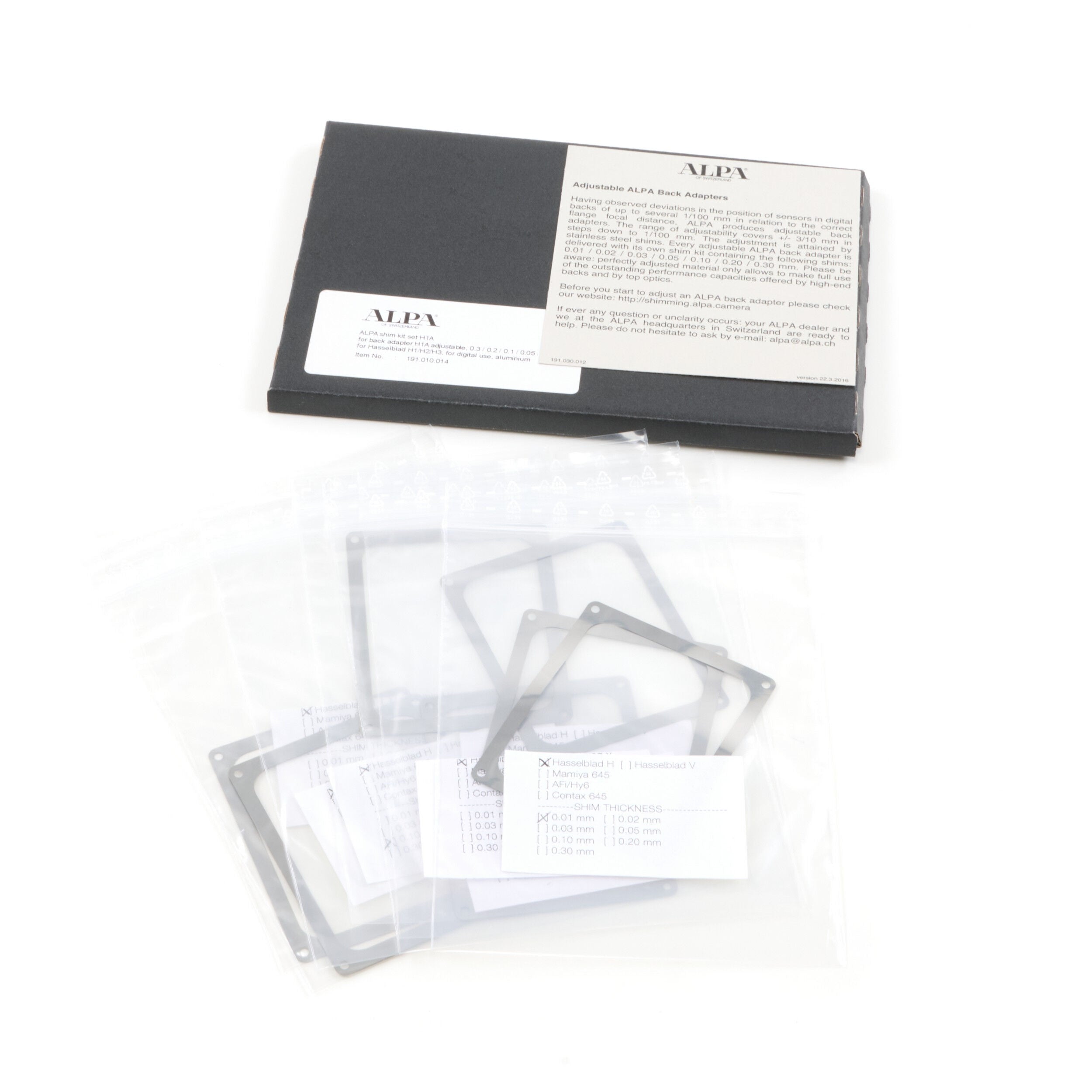 ALPA Shim Kit Set Voor Adapter H1A Hasselblad H1 / H2 / H3