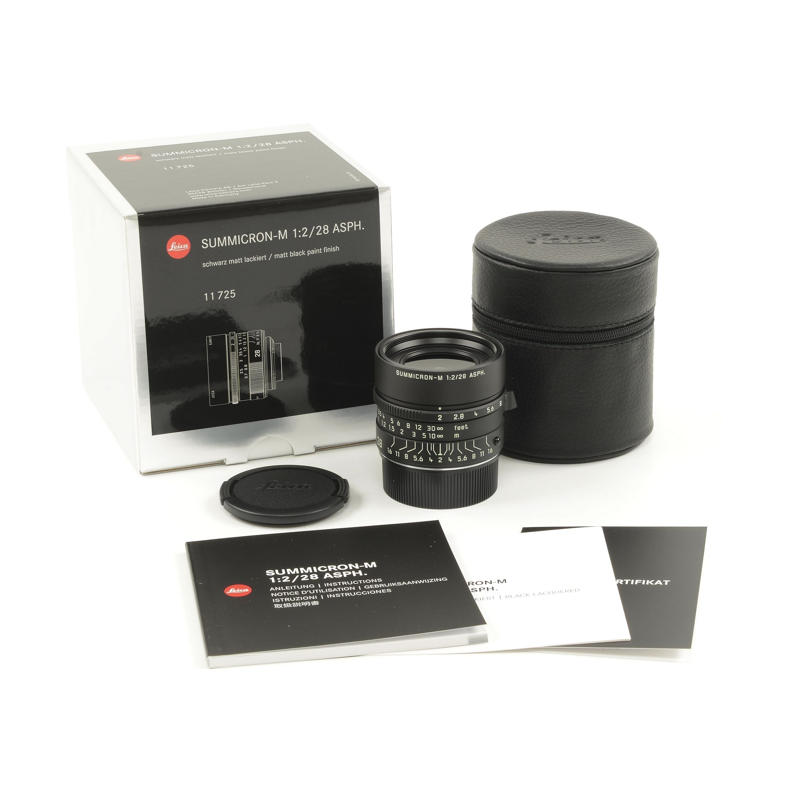 Leica 28mm f2 Summicron-M Matt Black Paint + Doos