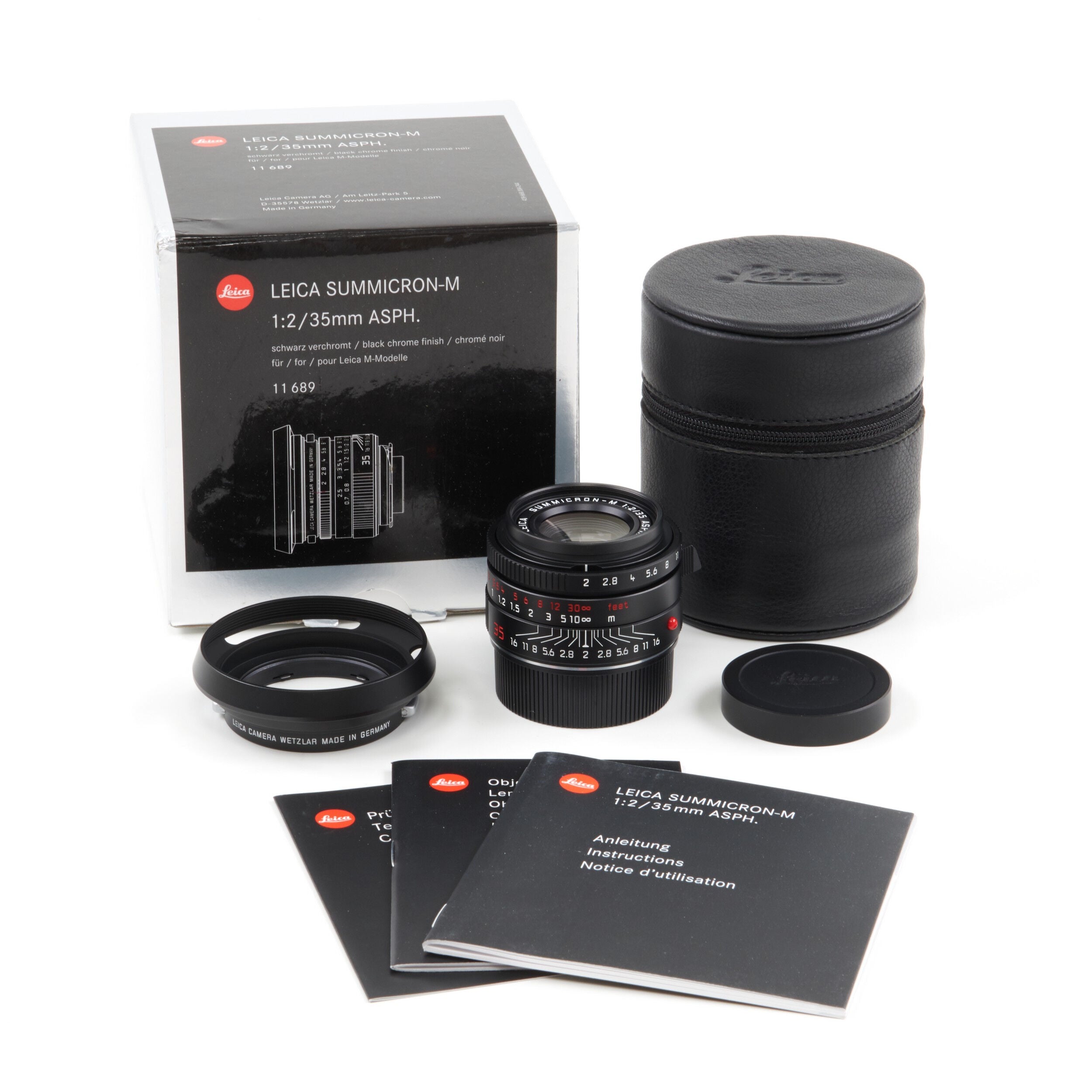 Leica 35mm f2 Summicron-M ASPH Limited Edition Zwart Chroom + Doos