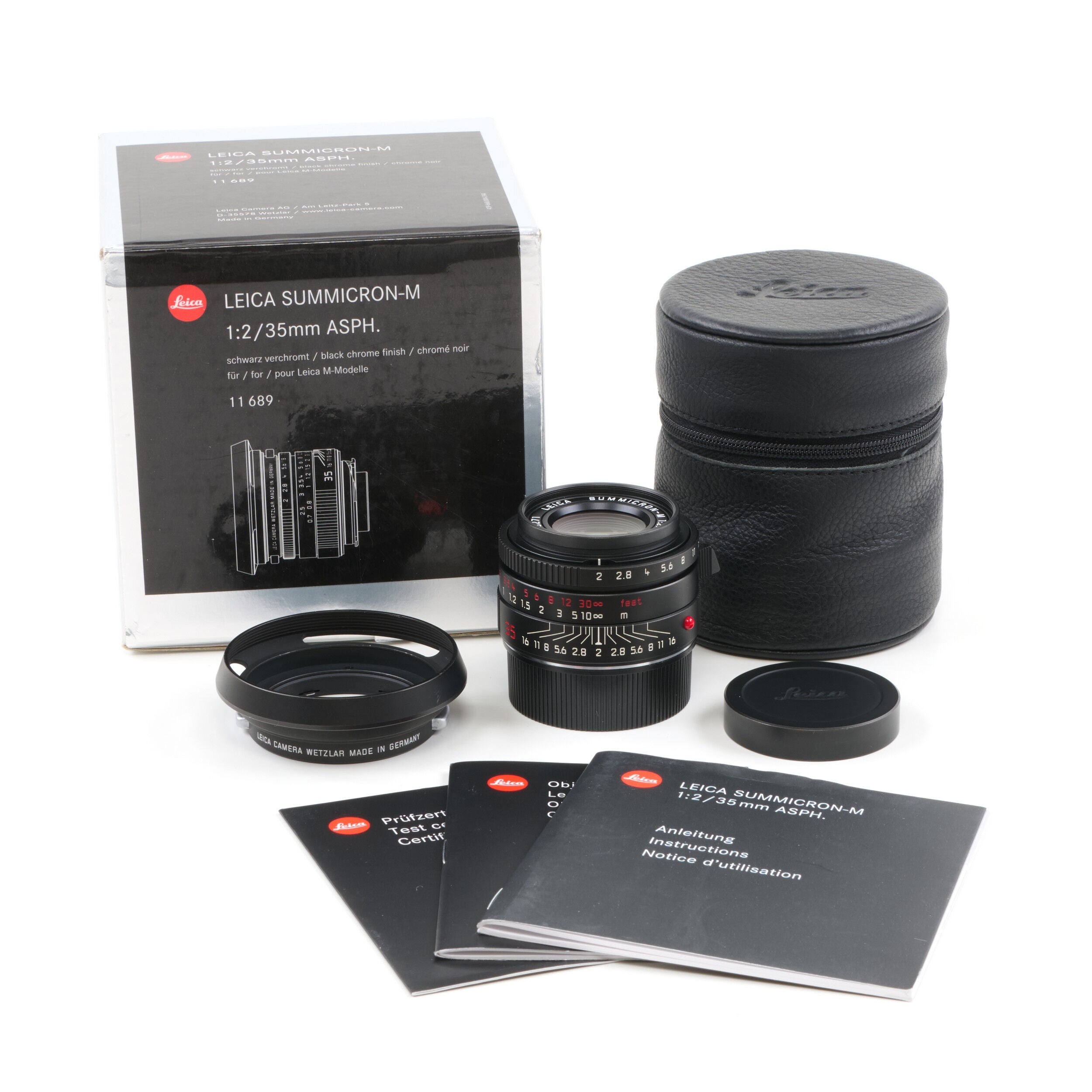 Leica 35mm f2 Summicron-M ASPH Limited Edition Zwart Chroom + Doos