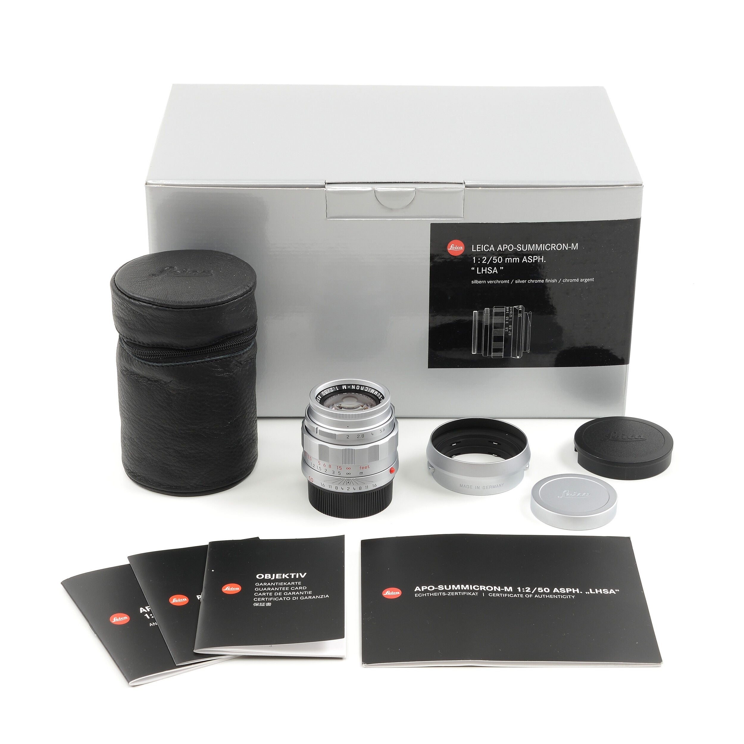 Leica 50mm f2 APO-Summicron-M ASPH LHSA Zilver + Doos