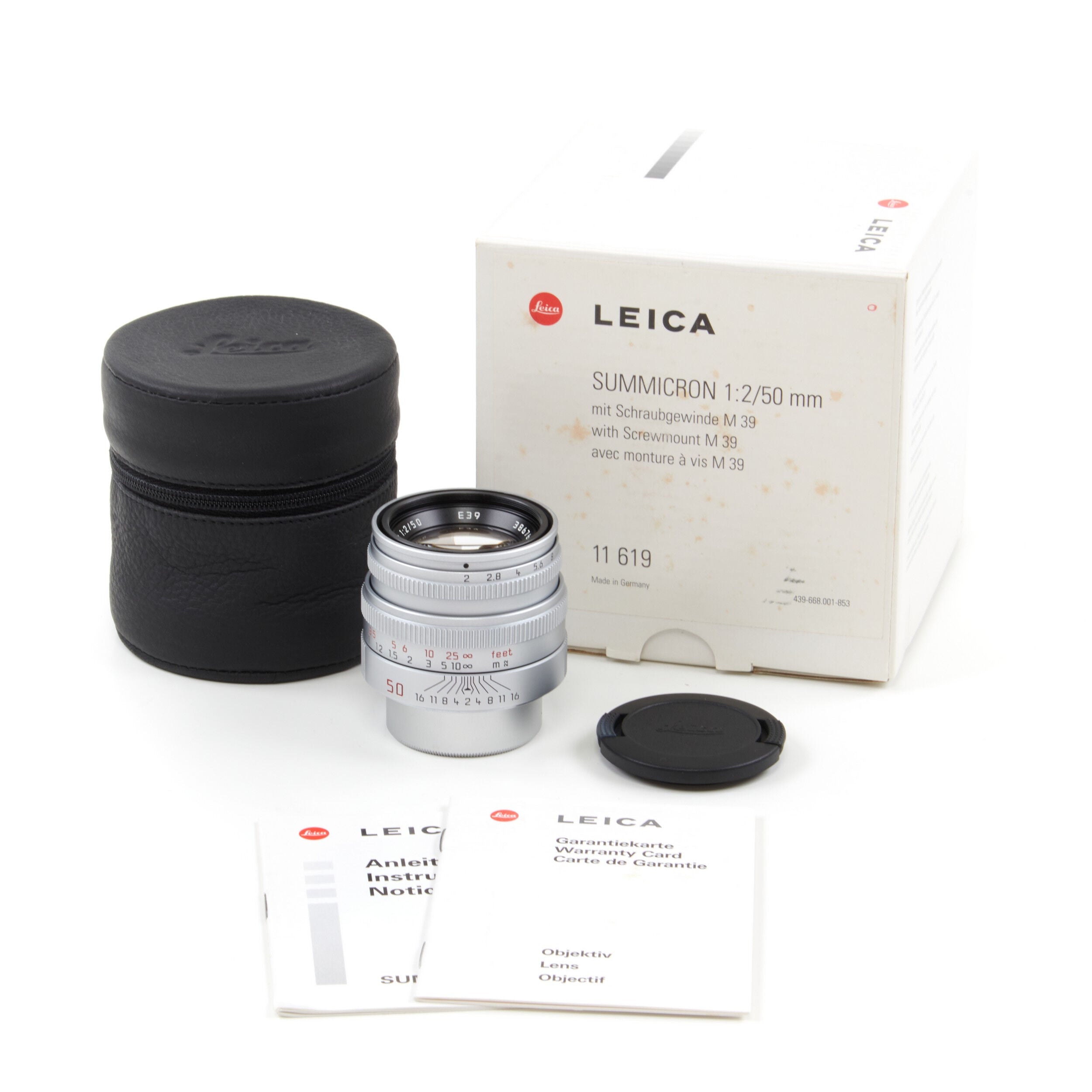 Leica 50mm f2 Summicron-M M39 + Doos