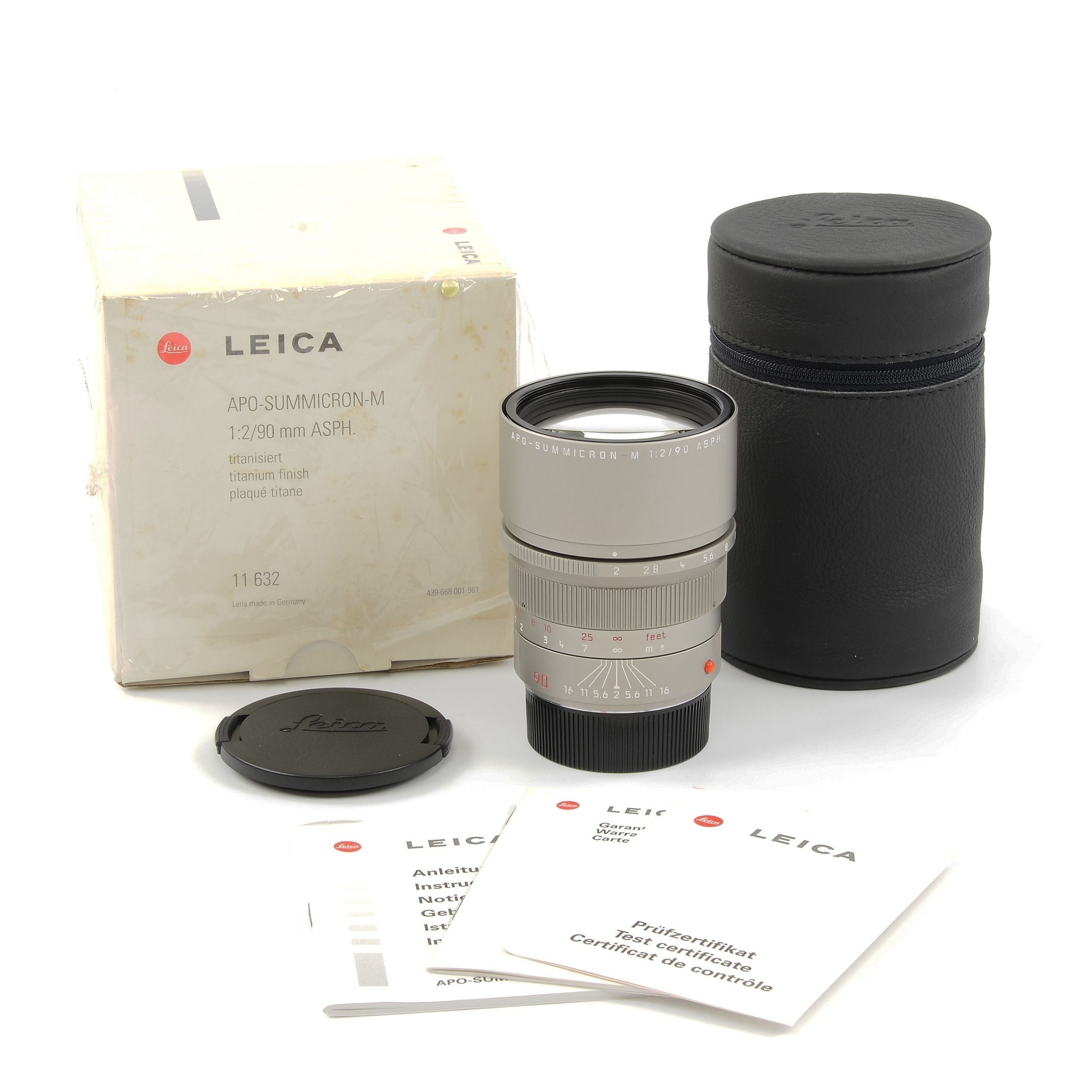 Leica 90mm f2 APO-Summicron-M ASPH Titanium + Doos