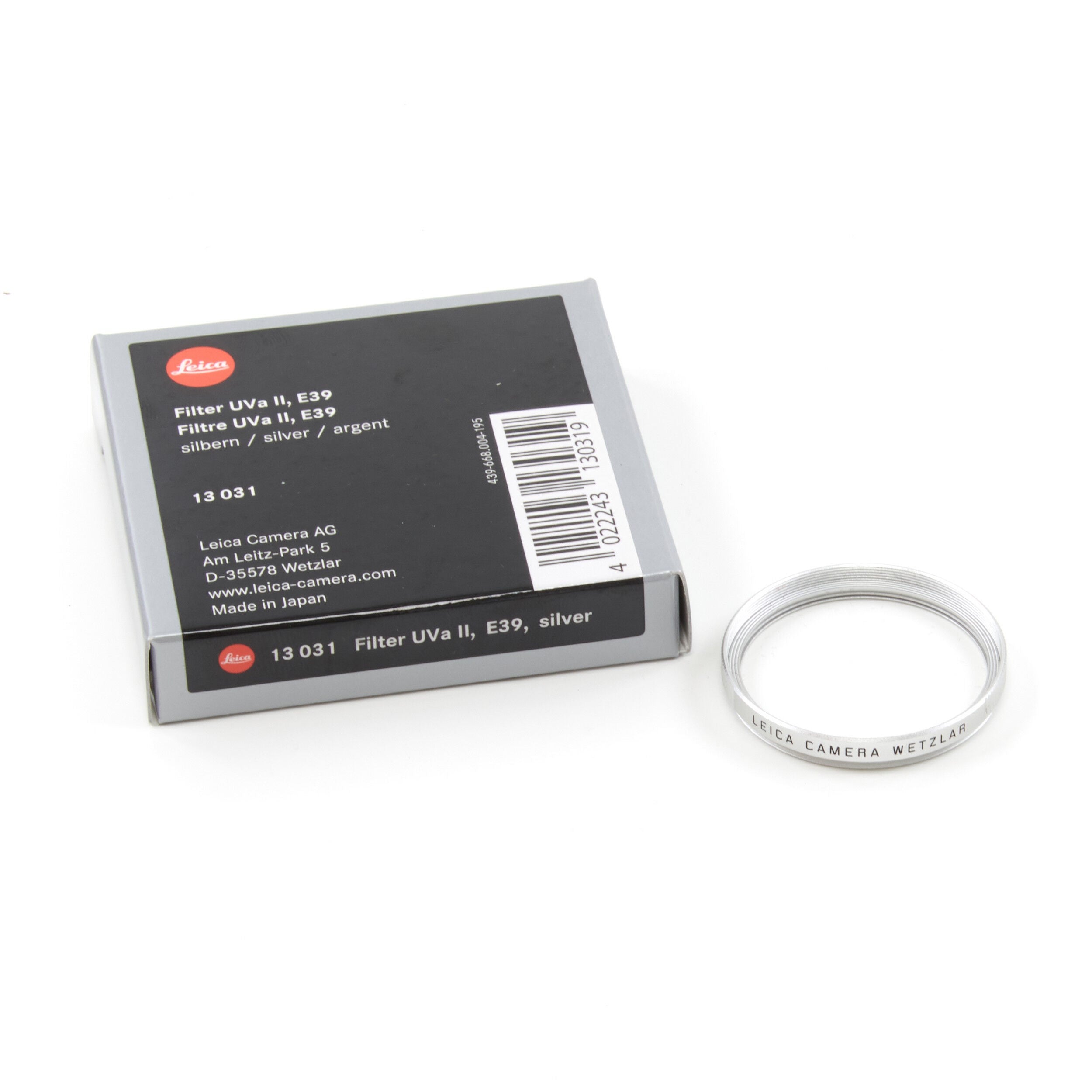 Leica E39 UVA II Filter Chroom + Doos