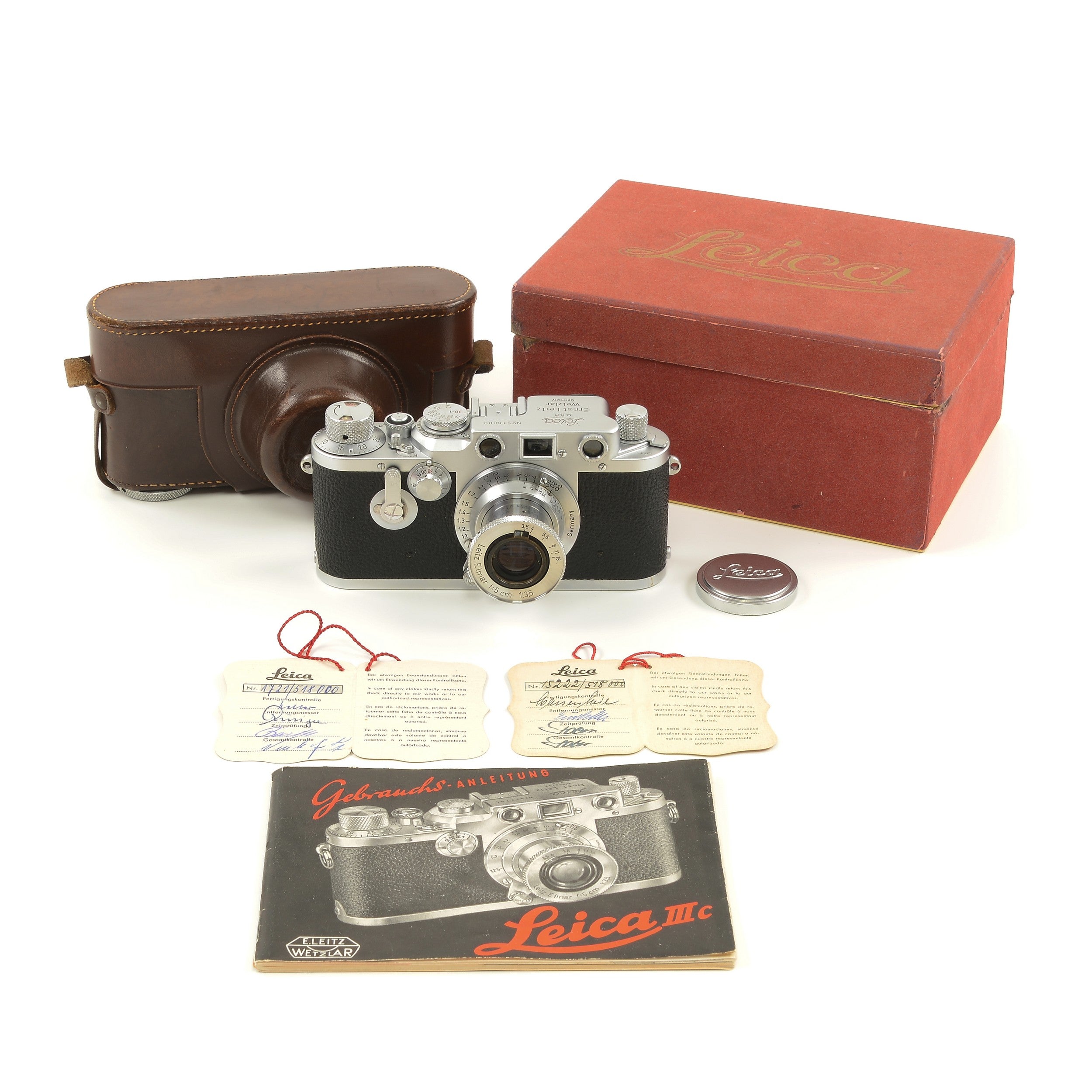 Leica IIIC Conversie IIIF + Leitz 50mm f3.5 Elmar + Doos Extreem Mooi Nummer!!!