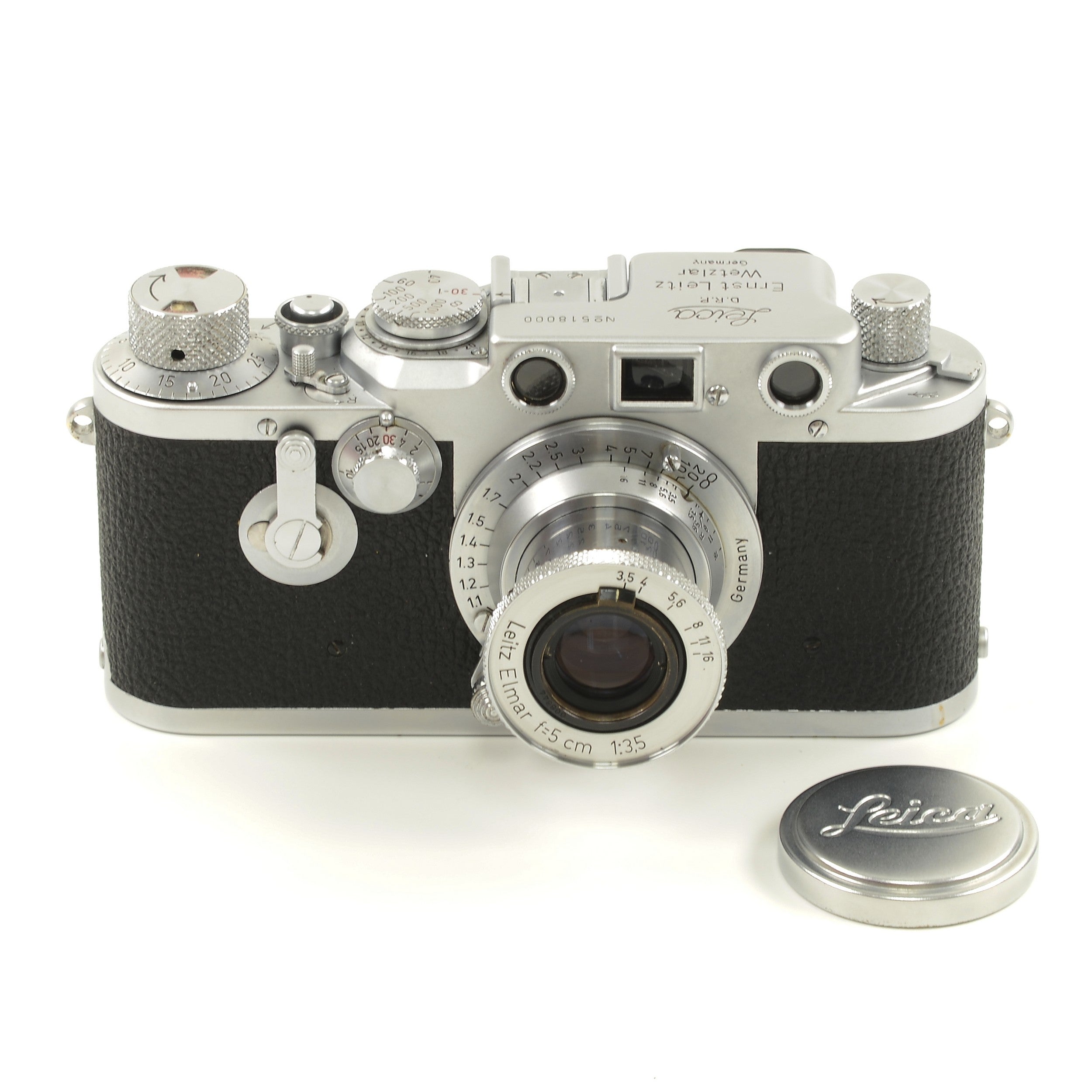 Leica IIIC Conversie IIIF + Leitz 50mm f3.5 Elmar + Doos Extreem Mooi Nummer!!!