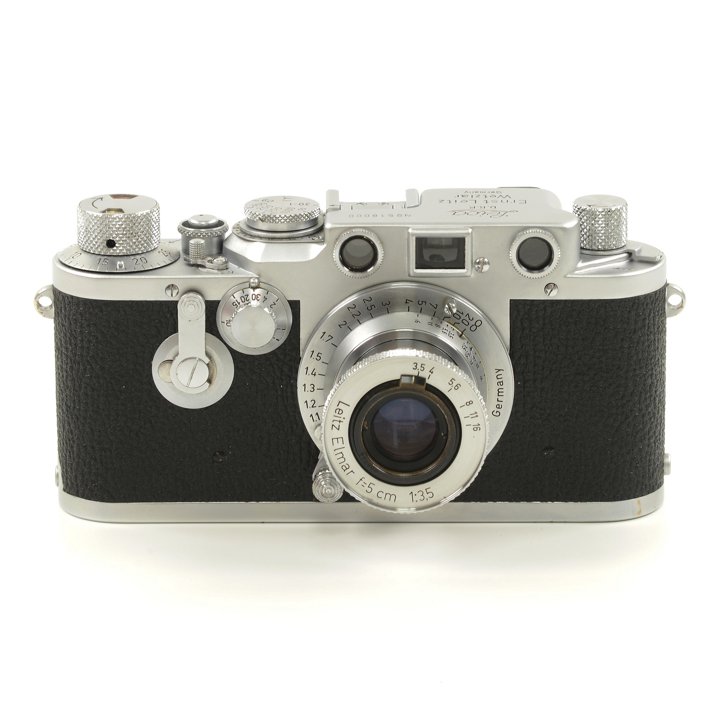 Leica IIIC Conversie IIIF + Leitz 50mm f3.5 Elmar + Doos Extreem Mooi Nummer!!!