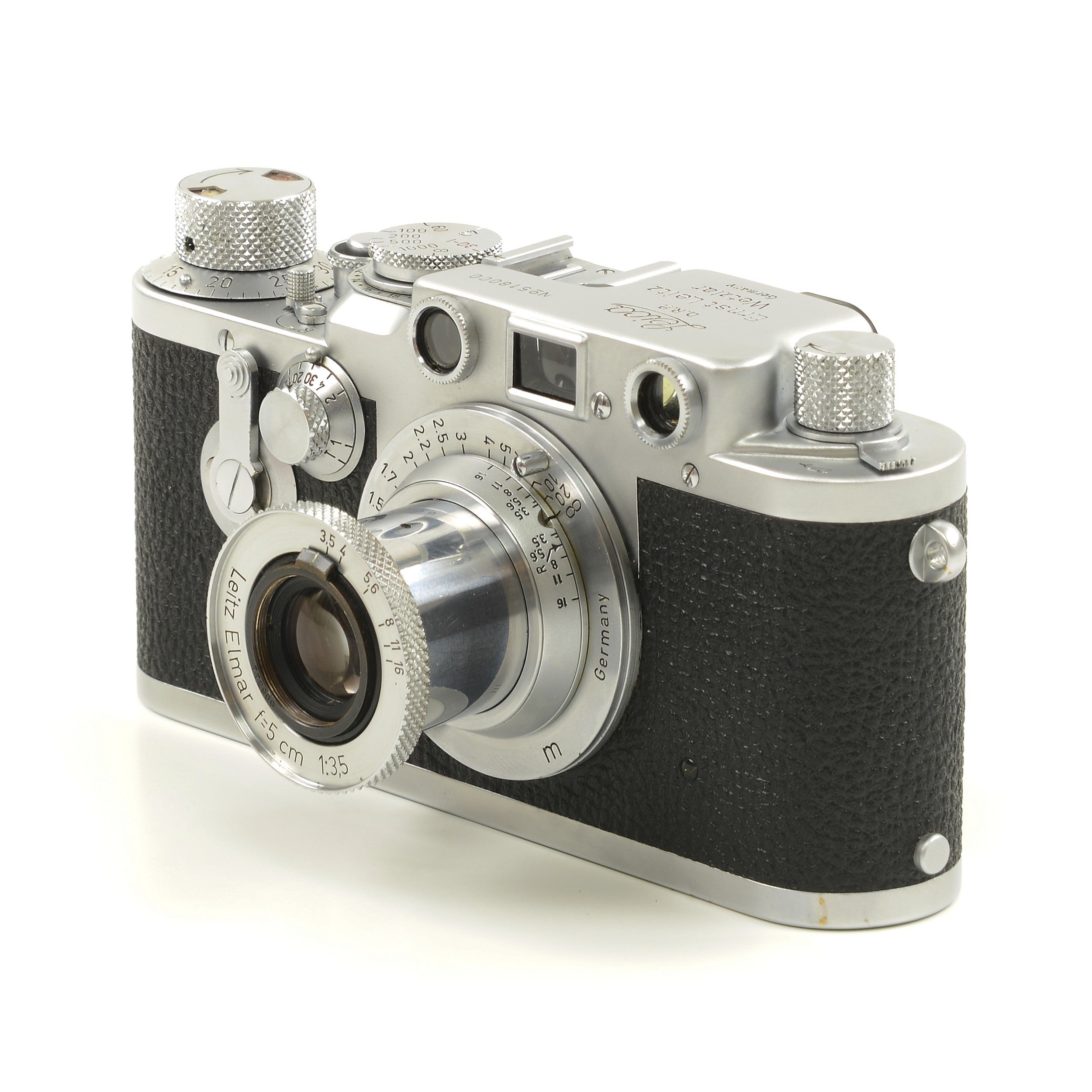 Leica IIIC Conversie IIIF + Leitz 50mm f3.5 Elmar + Doos Extreem Mooi Nummer!!!