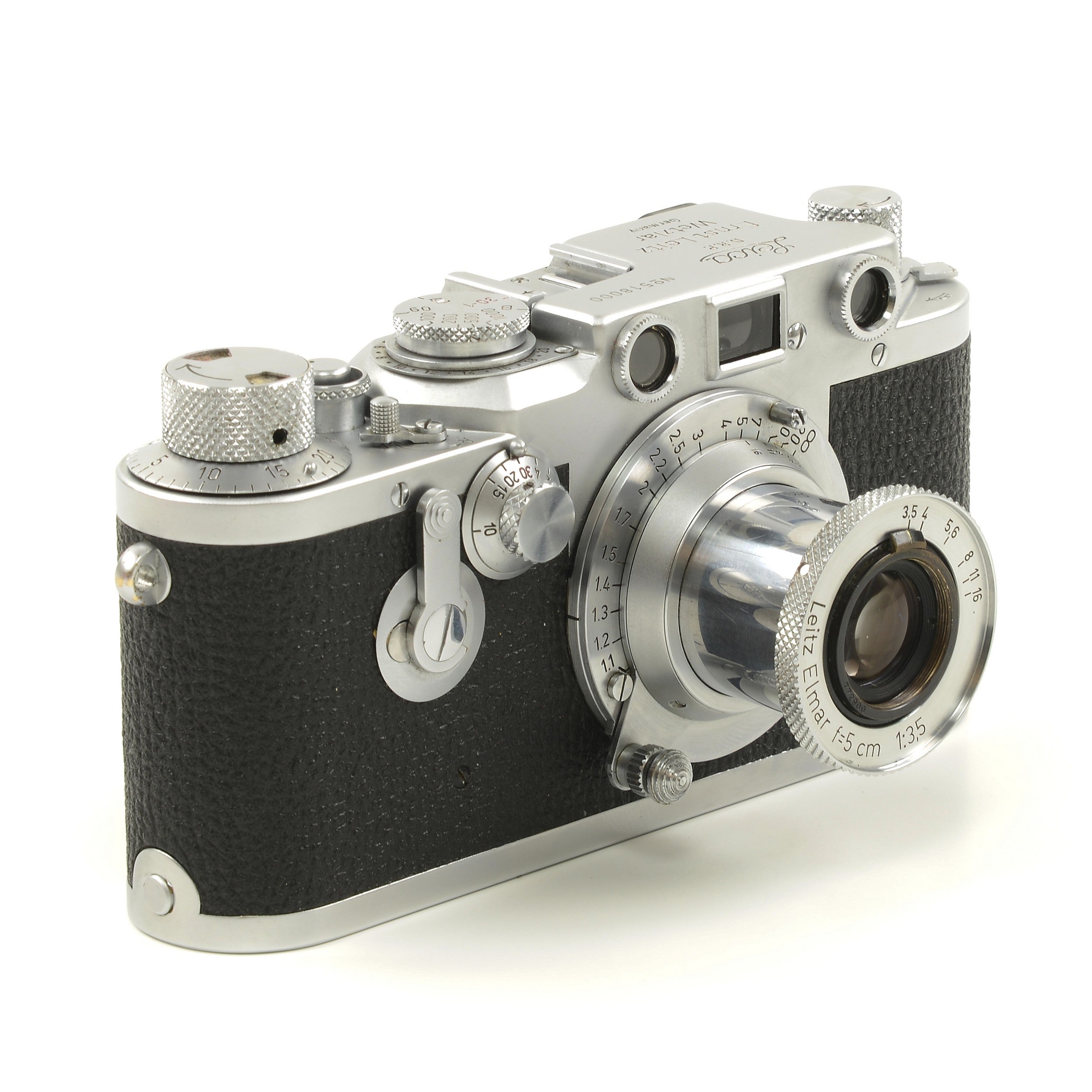 Leica IIIC Conversie IIIF + Leitz 50mm f3.5 Elmar + Doos Extreem Mooi Nummer!!!