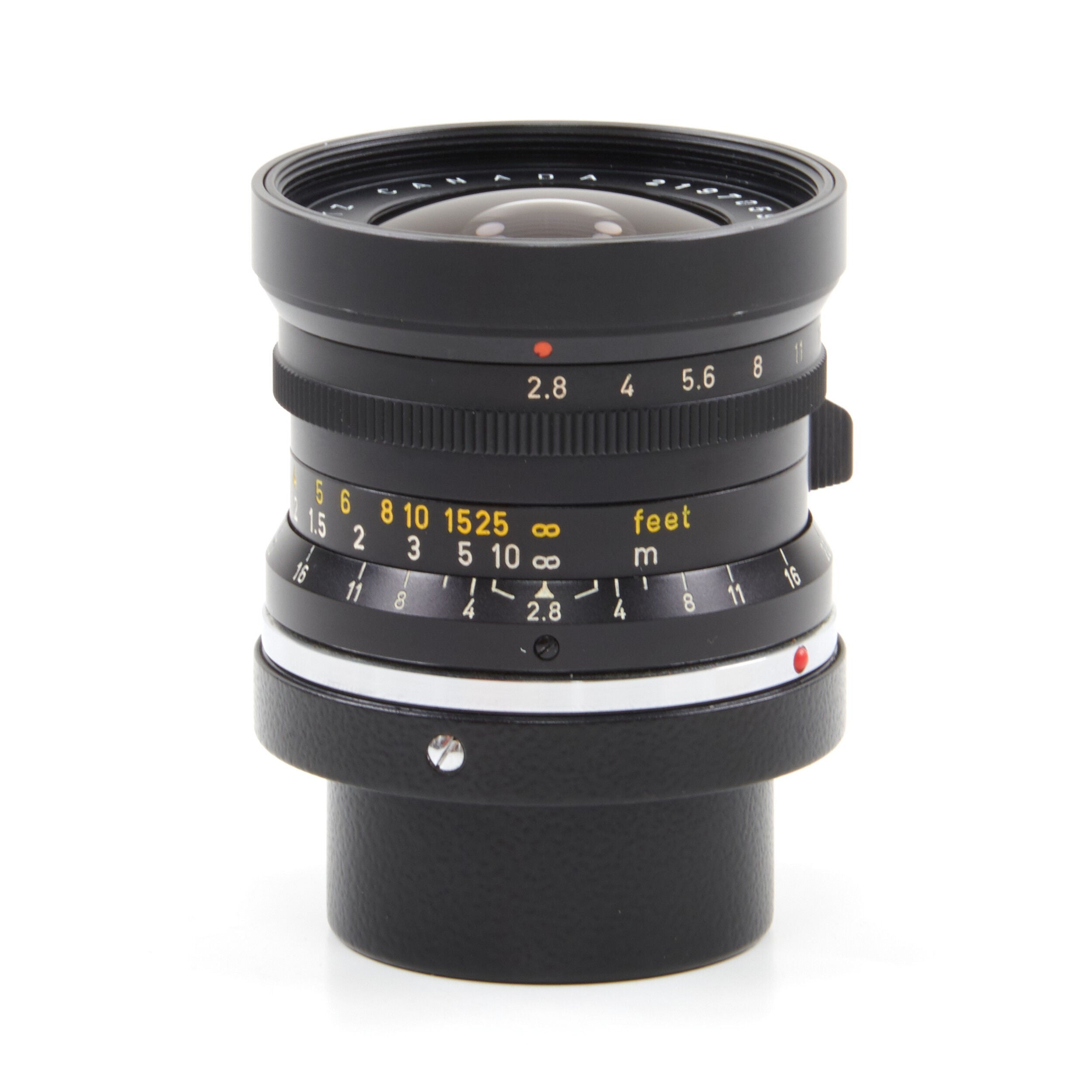 Leitz 28mm f2.8 Elmarit 9 Element Black Paint Stopper Canada + Zonnekap