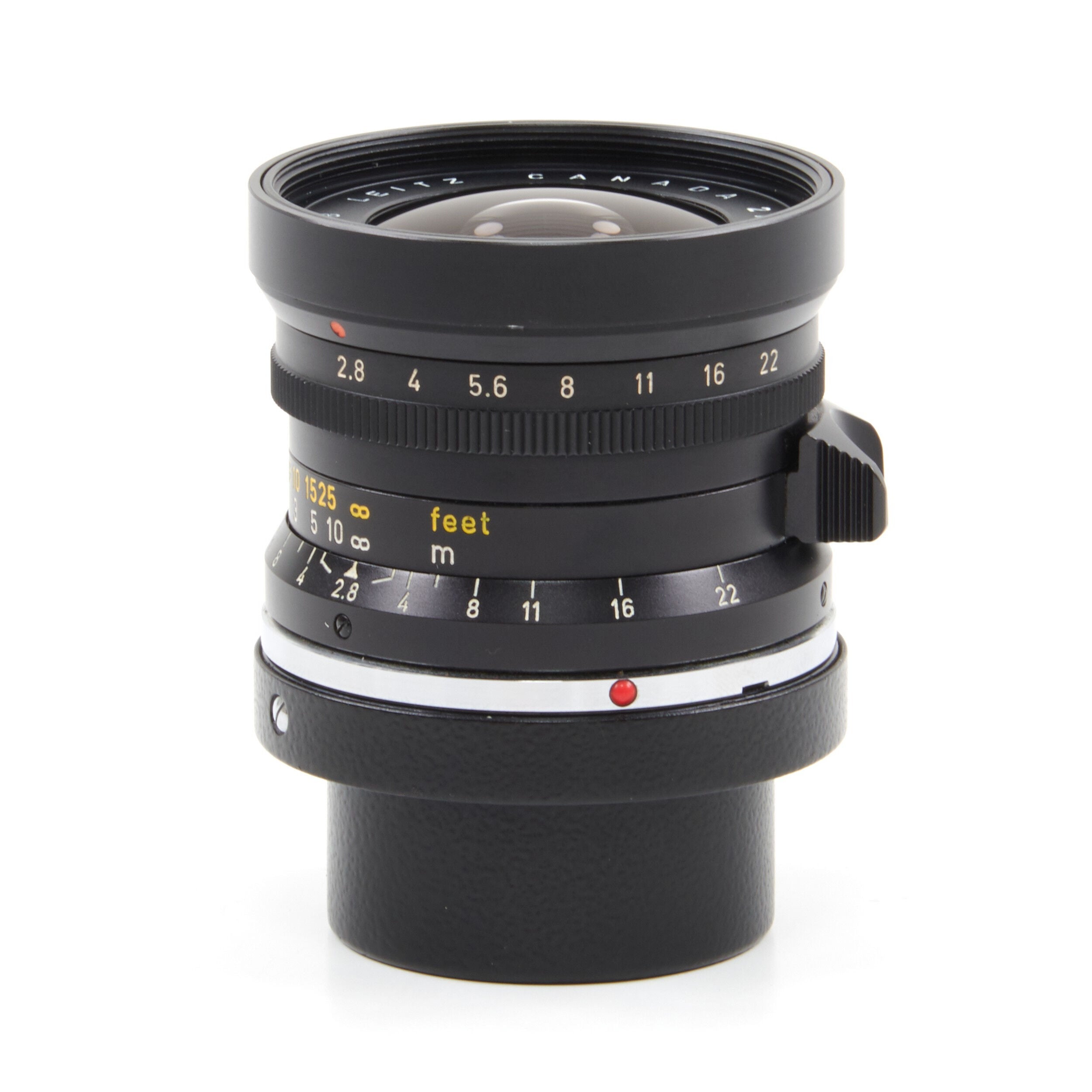 Leitz 28mm f2.8 Elmarit 9 Element Black Paint Stopper Canada + Zonnekap