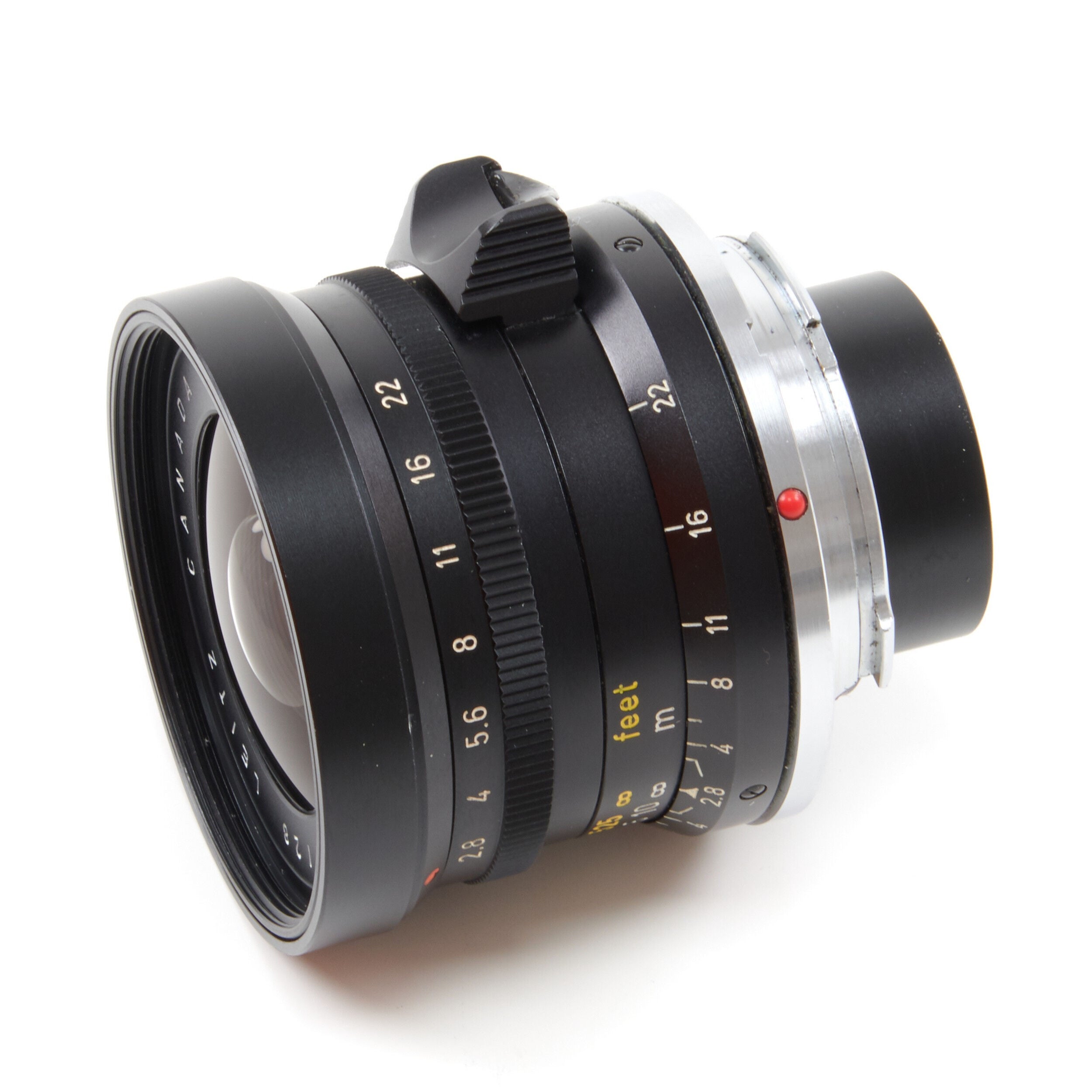 Leitz 28mm f2.8 Elmarit 9 Element Black Paint Stopper Canada + Zonnekap