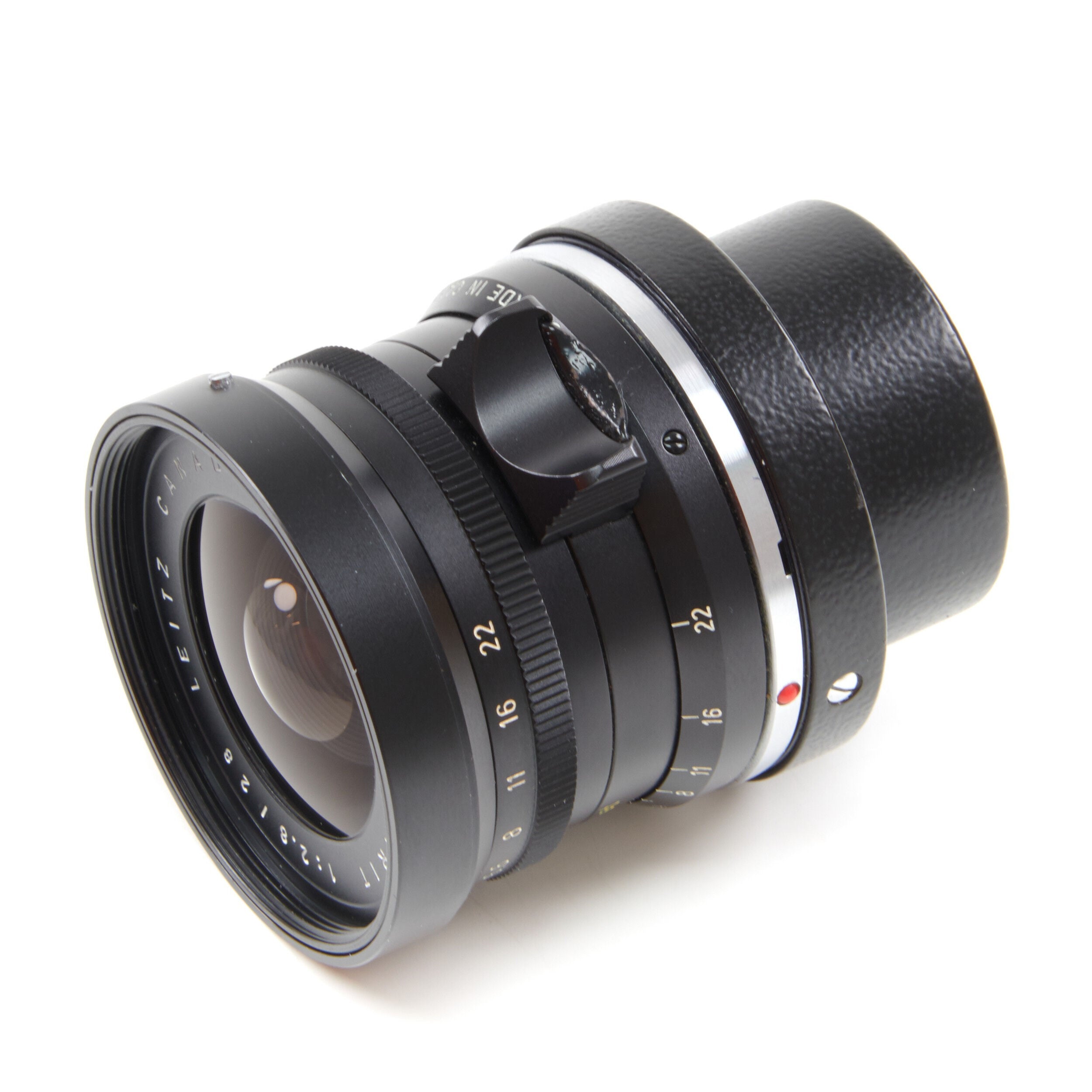 Leitz 28mm f2.8 Elmarit 9 Element Black Paint Stopper Canada + Zonnekap