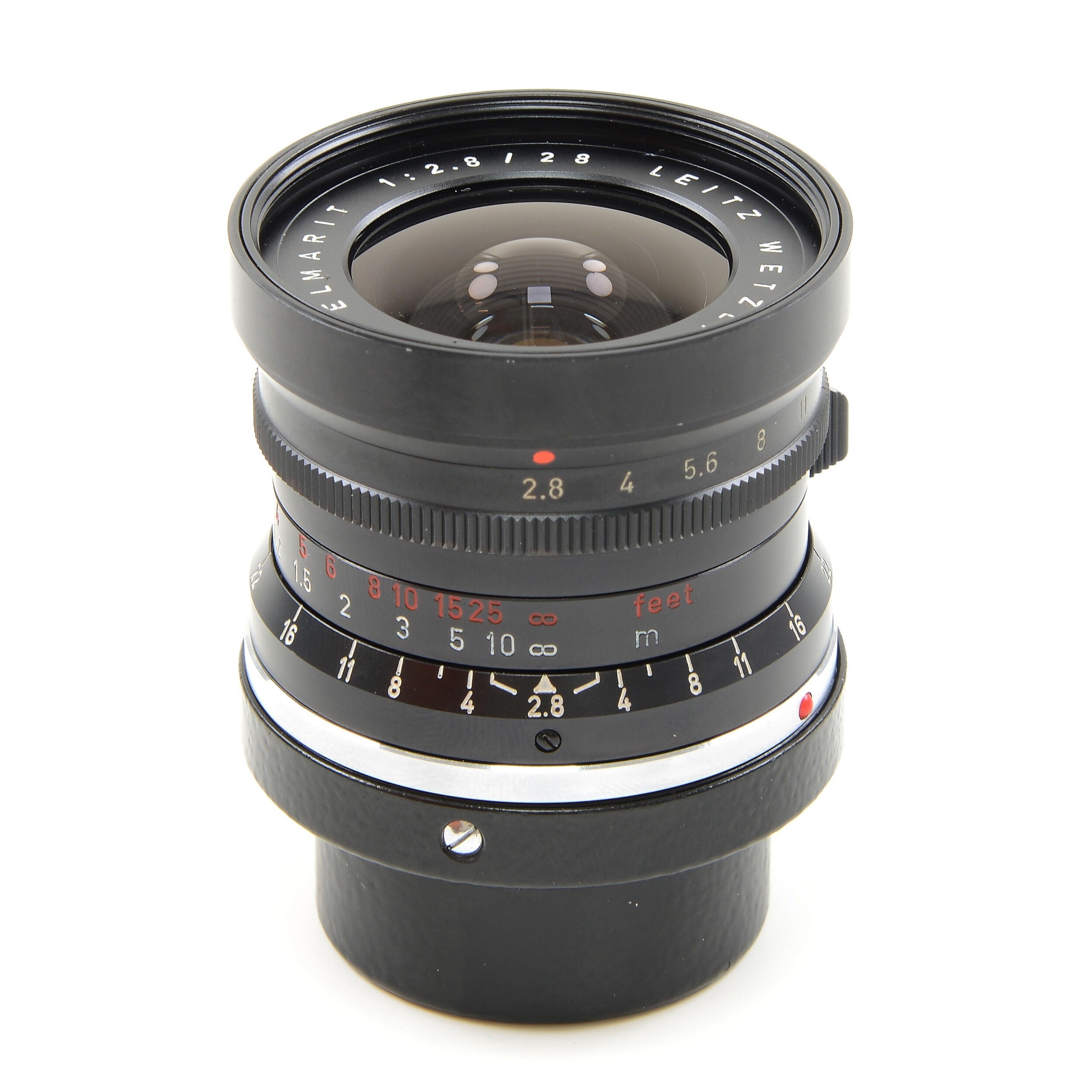 Leitz 28mm f2.8 Elmarit 9 Element zwarte verfstopper Wetzlar Zeer laat uit batchnummer