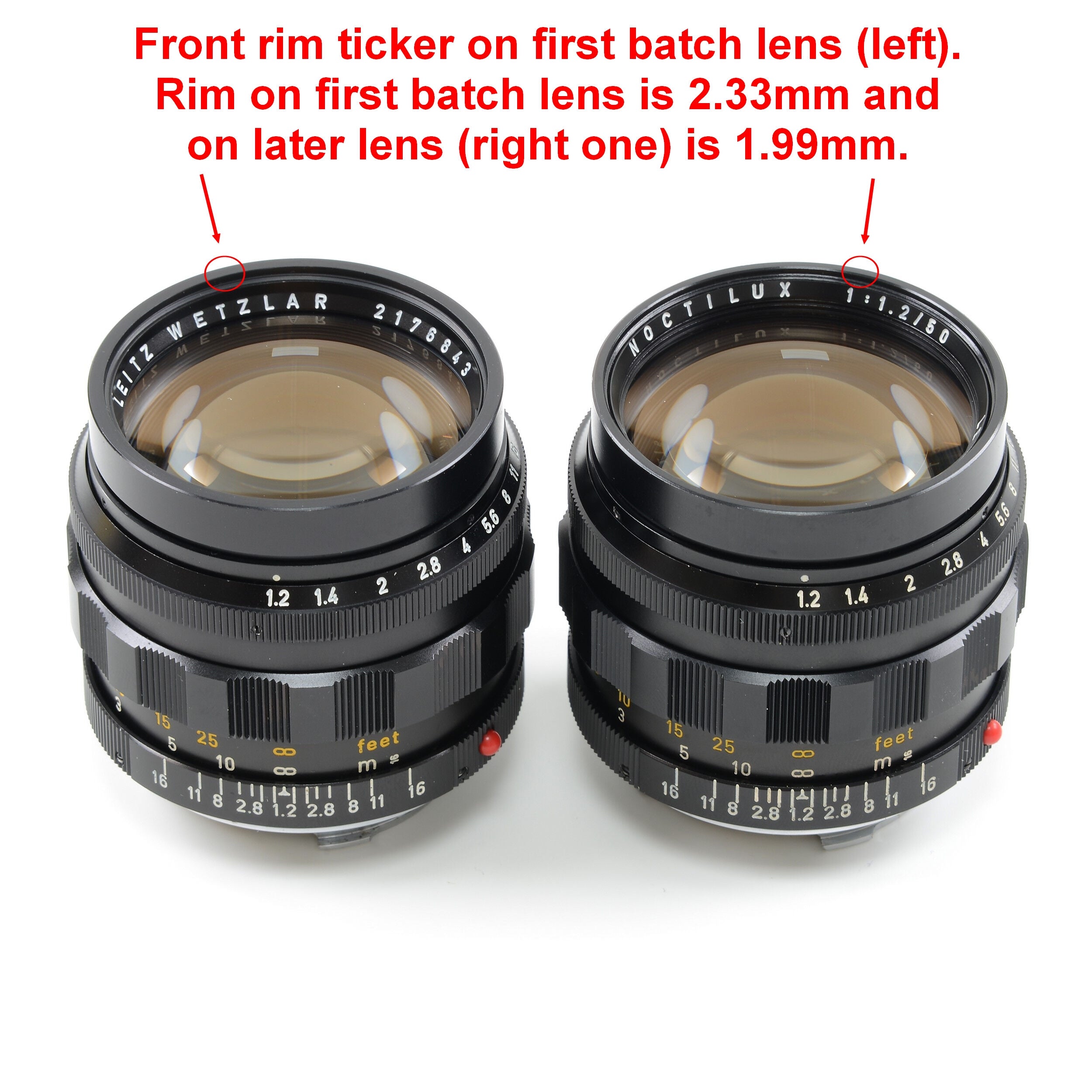 Leitz 50mm f1.2 Noctilux + doos 1e batch dikke voorvelg Zeer zeldzaam