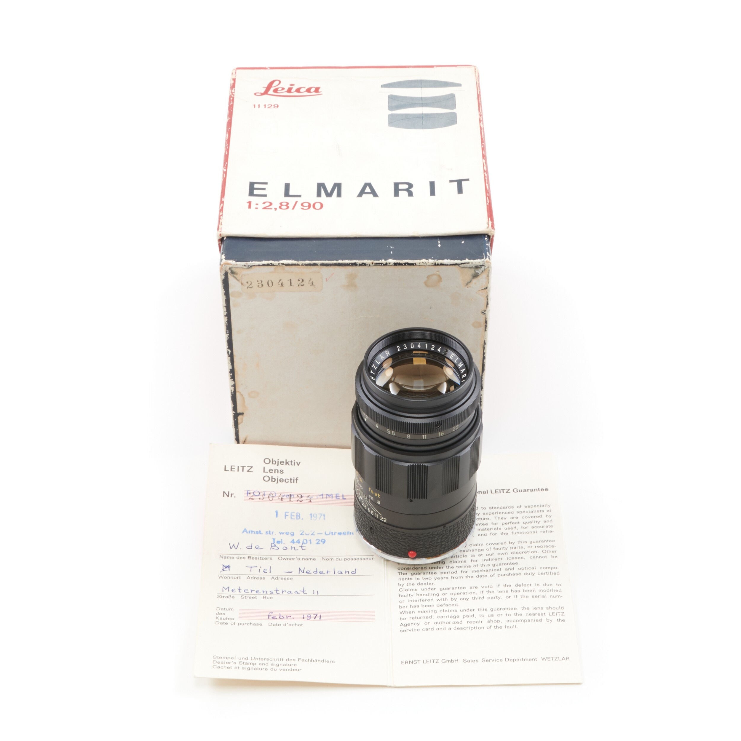 Leitz 90mm f2.8 Elmarit Zwart + Doos