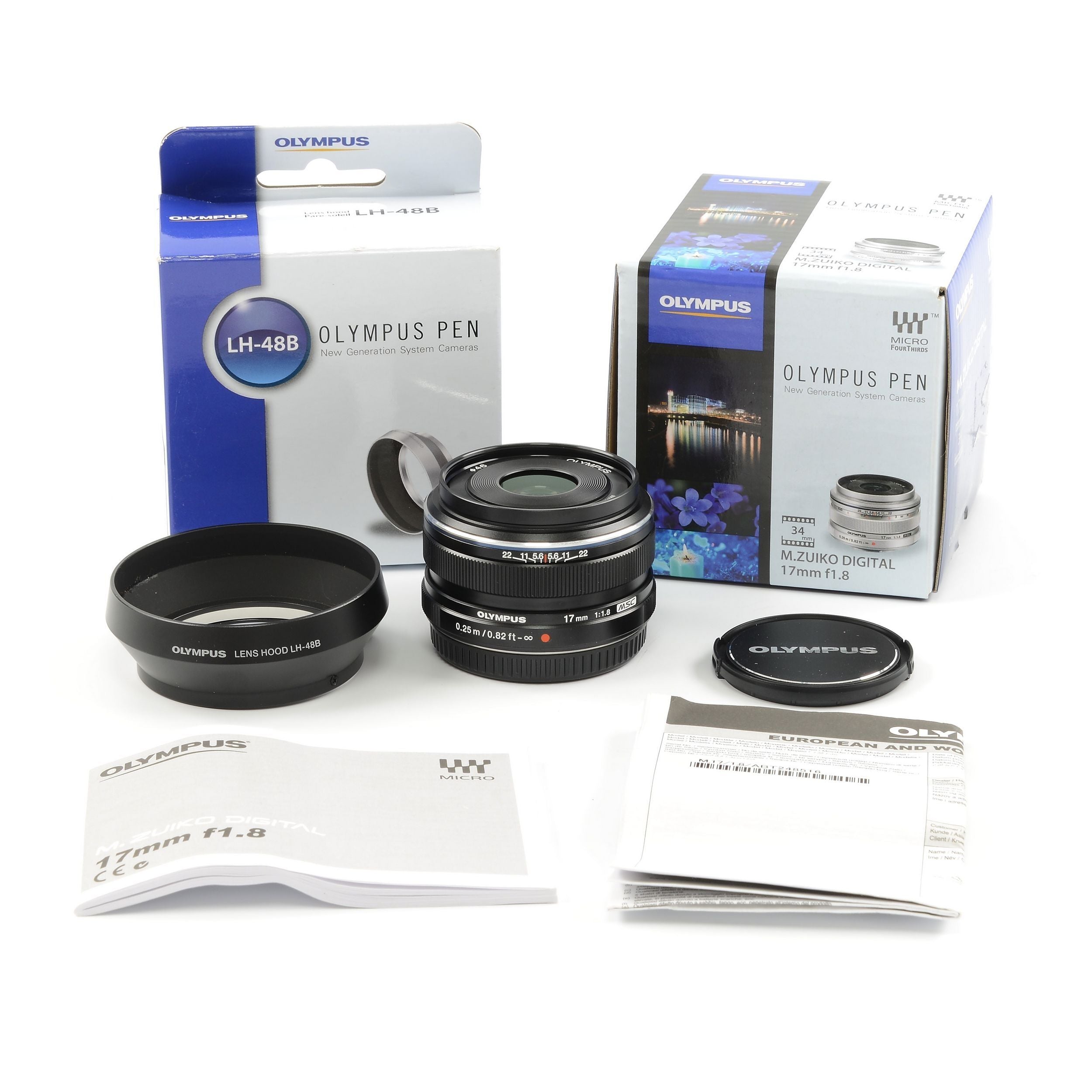 Olympus M. Zuiko Digital 17mm f1.8 MSC Lens Zwart + Doos