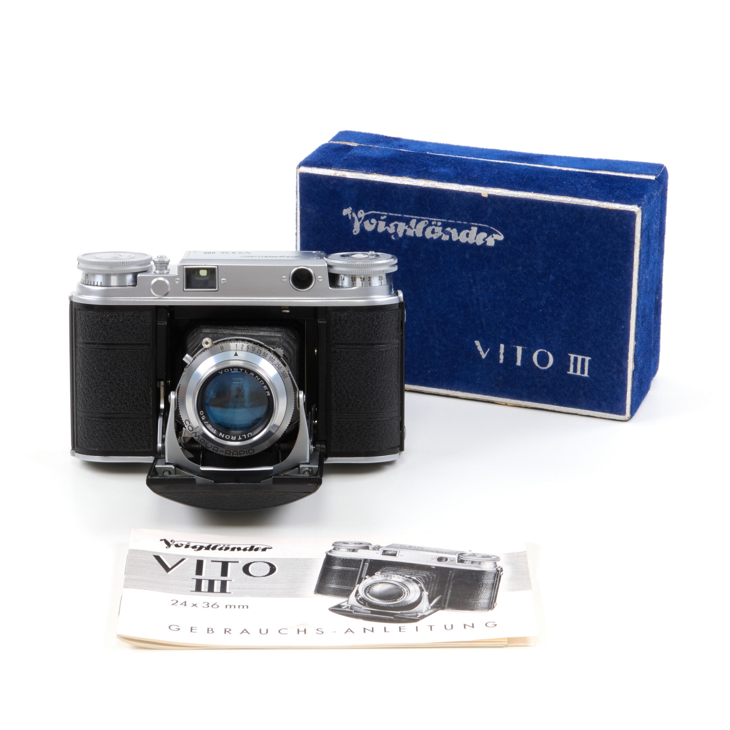 Voigtländer Vito III Zeer Vroege Batch + Ultron 50mm f2 Compur-Rapid + Doos