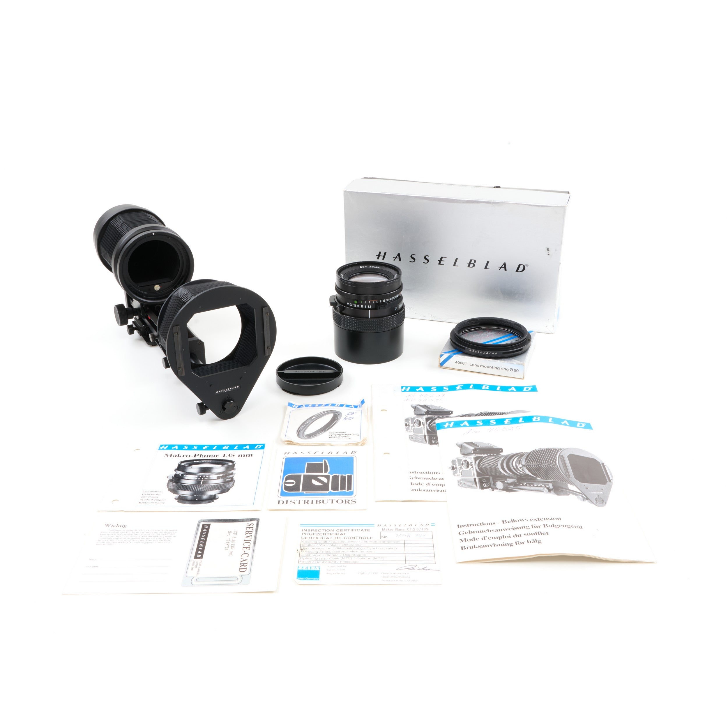 Carl Zeiss 135mm f5.6 Marko-Planar-CF + Balg Set Voor Hasselblad V Systeem