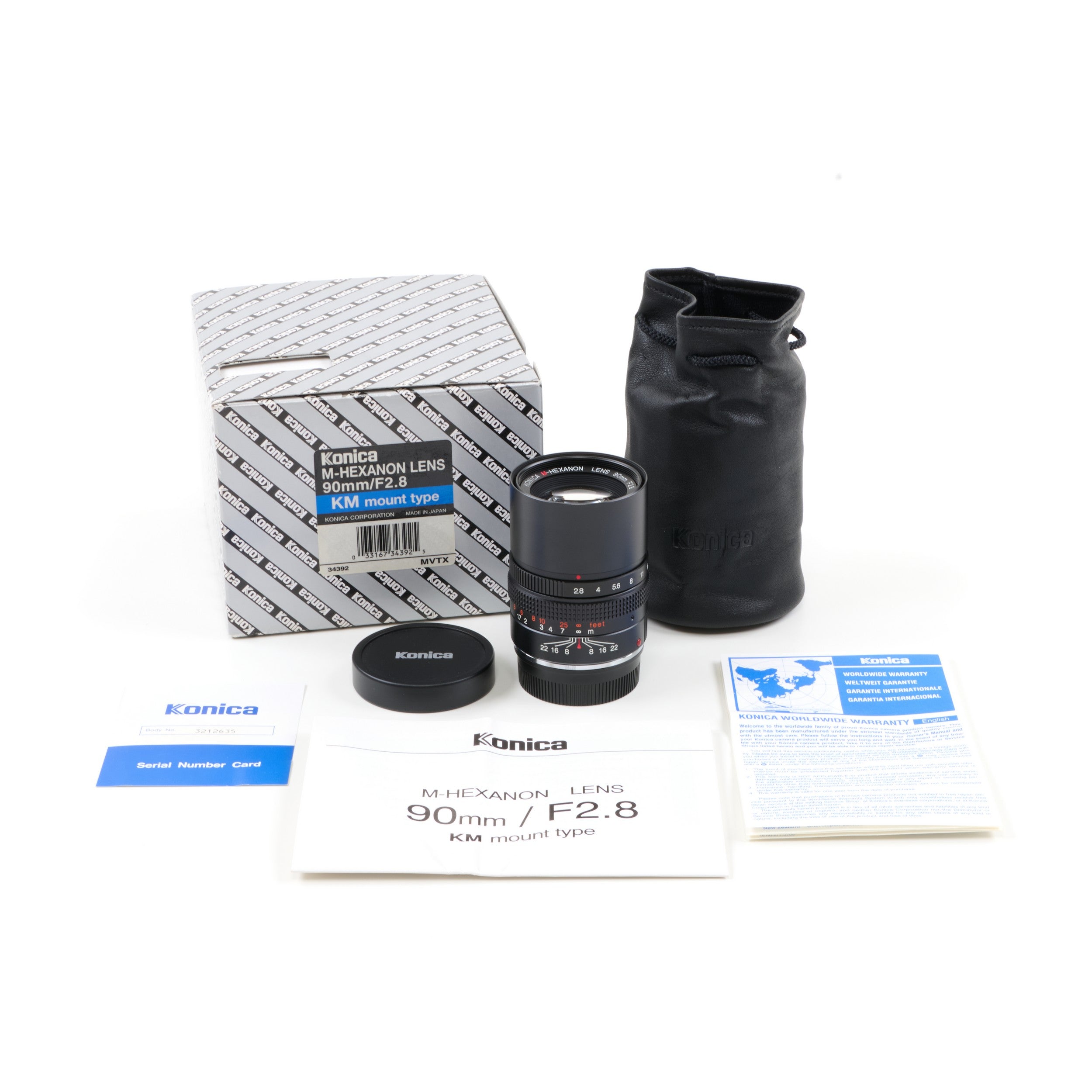 Konica M-Hexanon 90mm f2.8 NOS + Doos