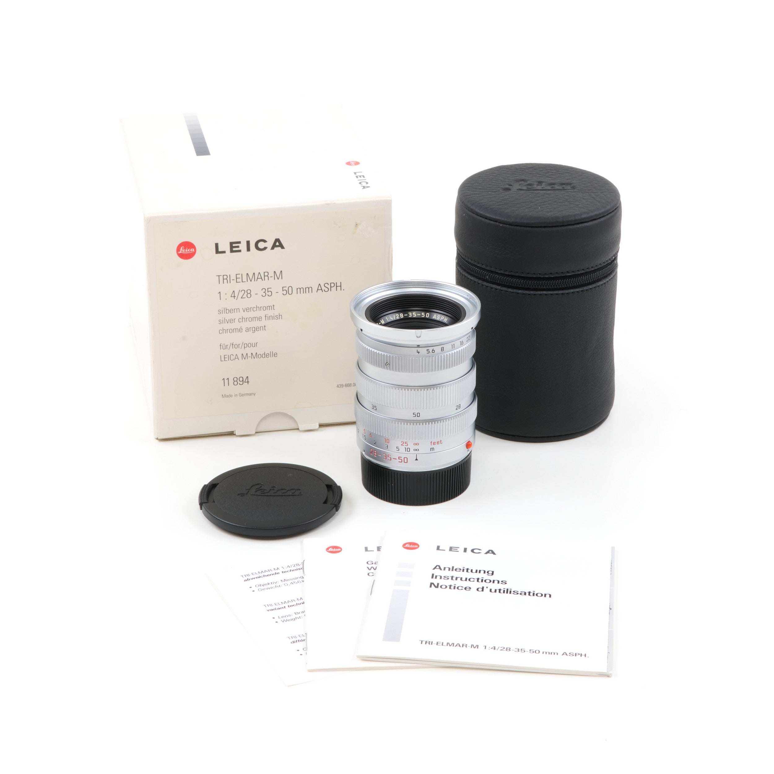 Leica 28-35-50mm f4 Tri-Elmar-M Chroom + Doos