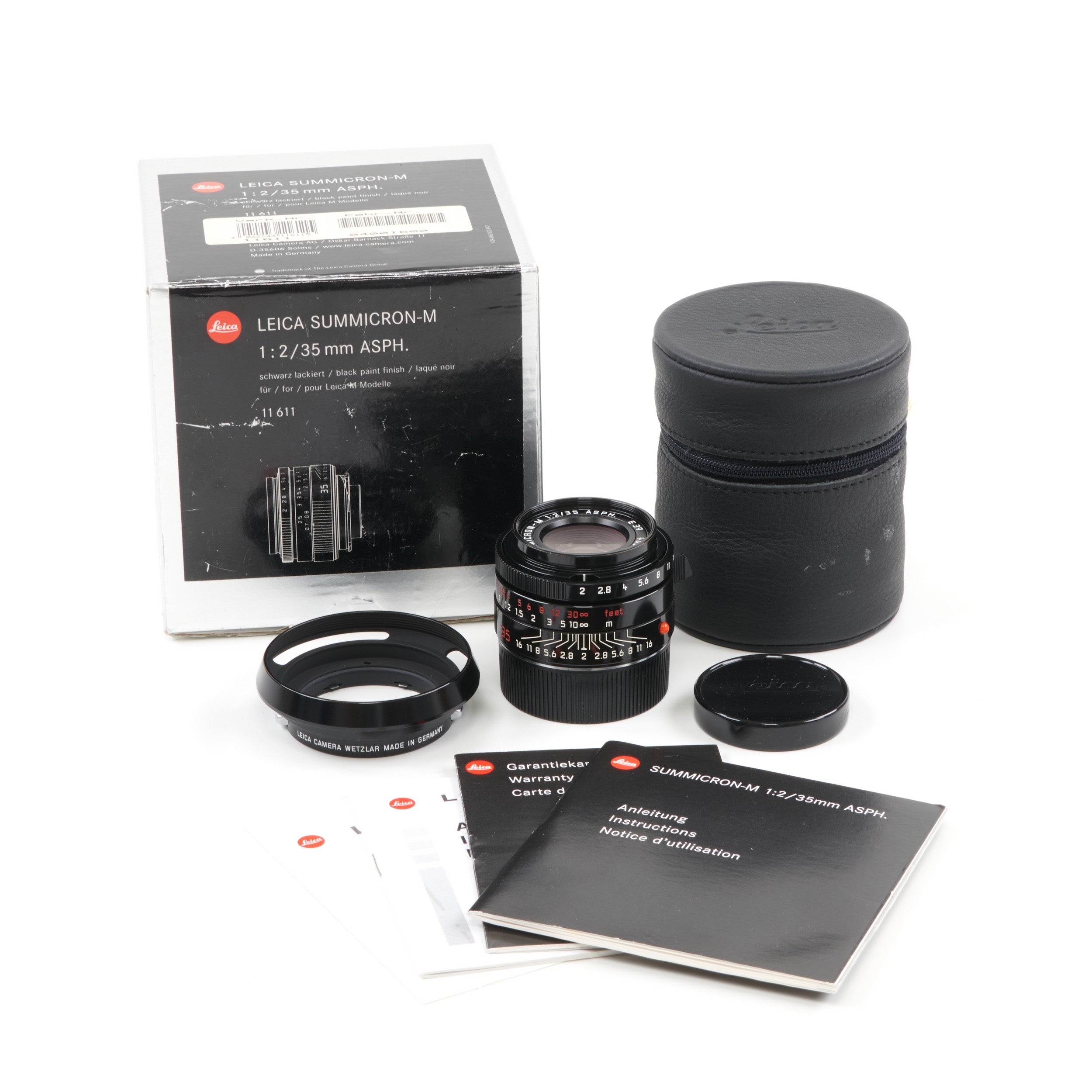 Leica 35mm f2 Summicron-M ASPH Millennium Black Paint + Doos