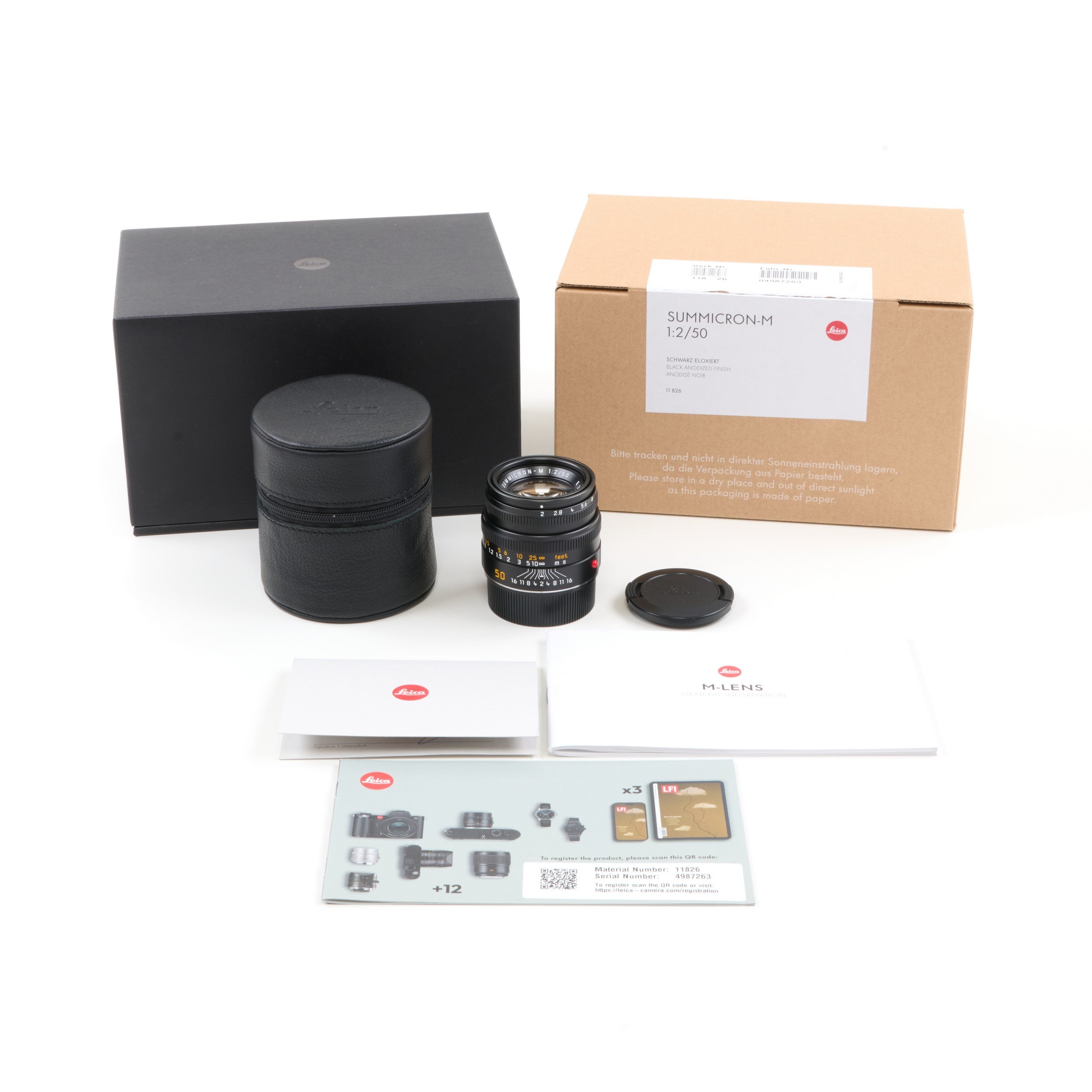 Leica 50mm f2 Summicron-M Zwart 6-Bit + Doos