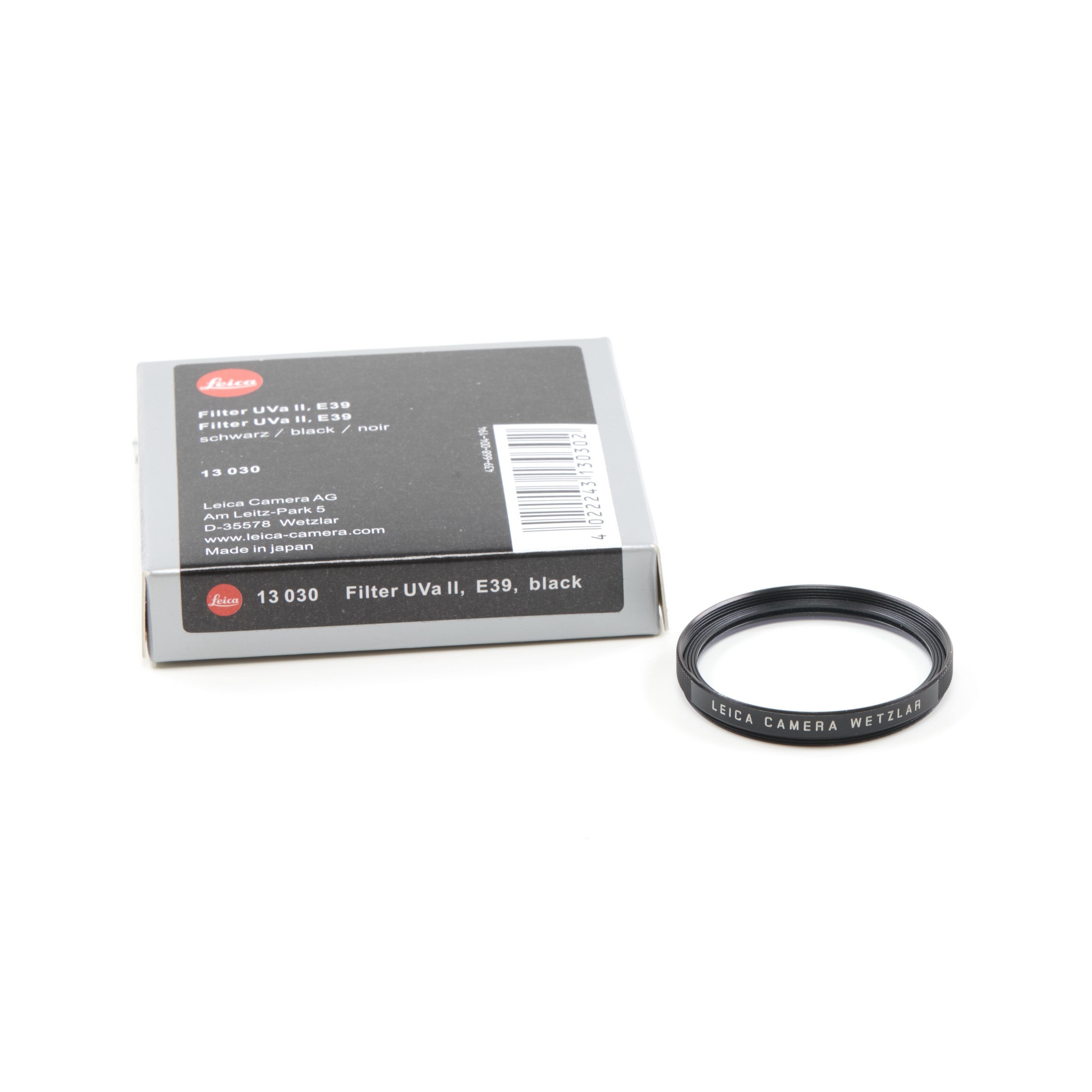 Leica E39 UVA II Filter Zwart + Doos