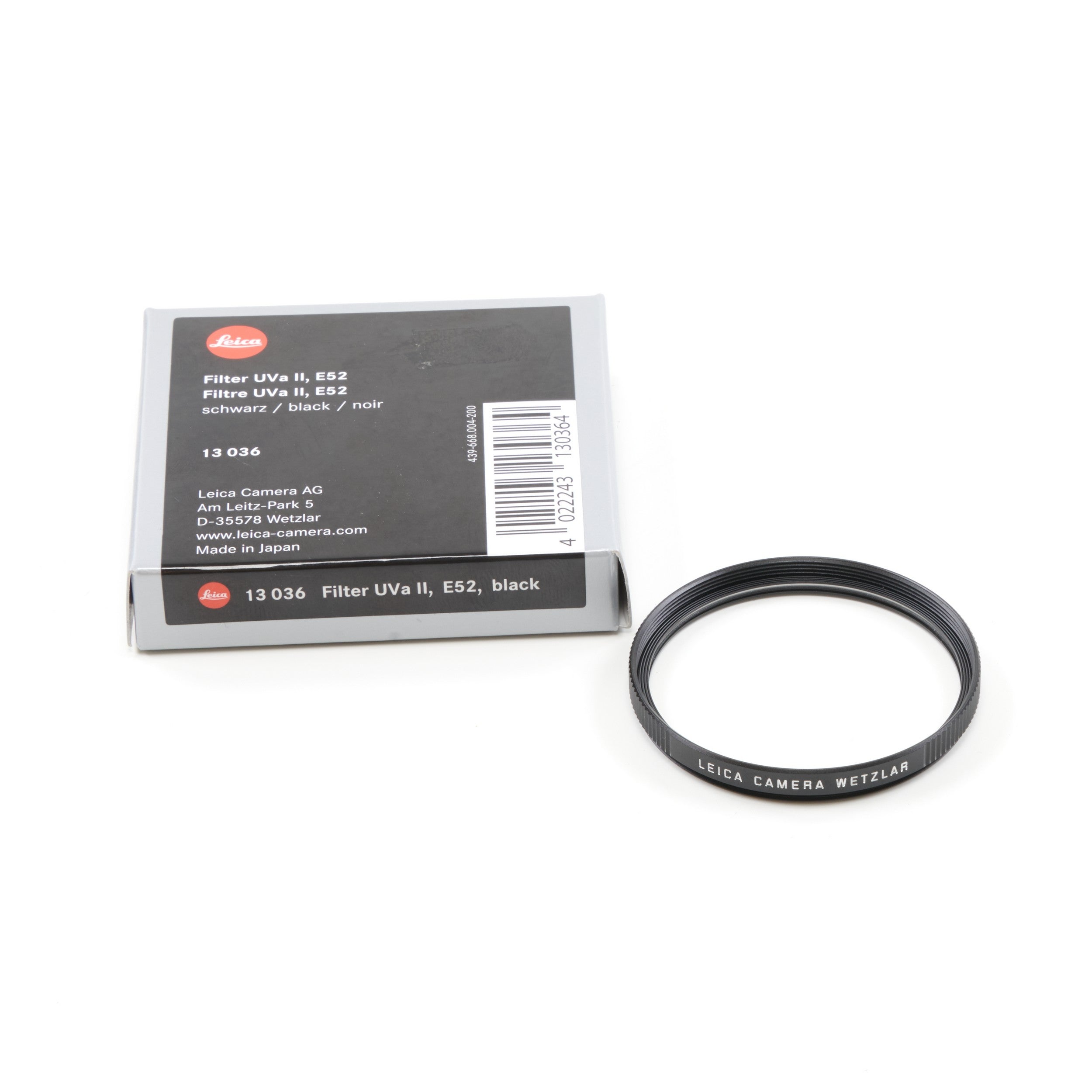 Leica E52 UVA II Filter Zwart + Doos
