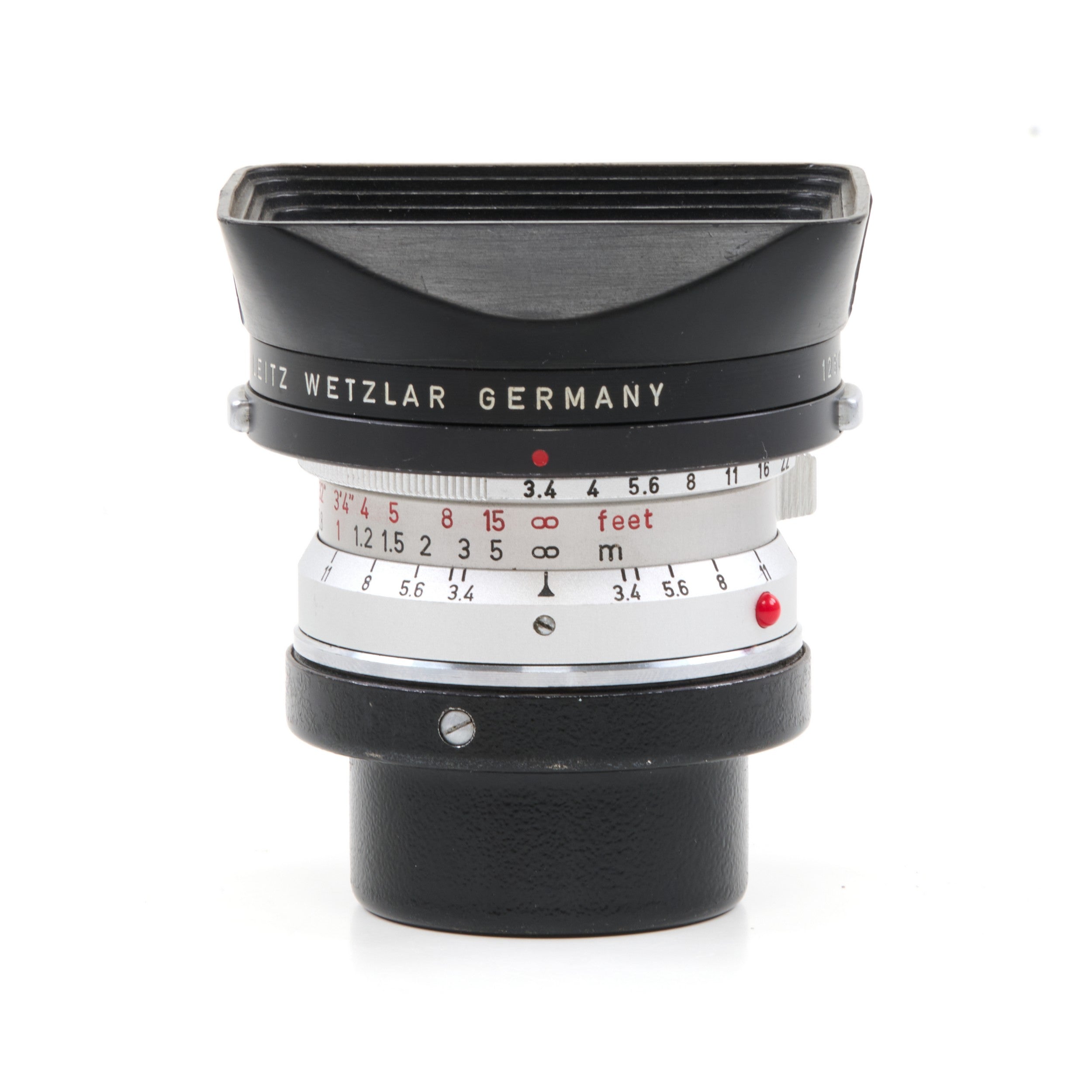 Leitz 21mm f3.4 Super-Angulon Chroom + 12501 Zonnekap