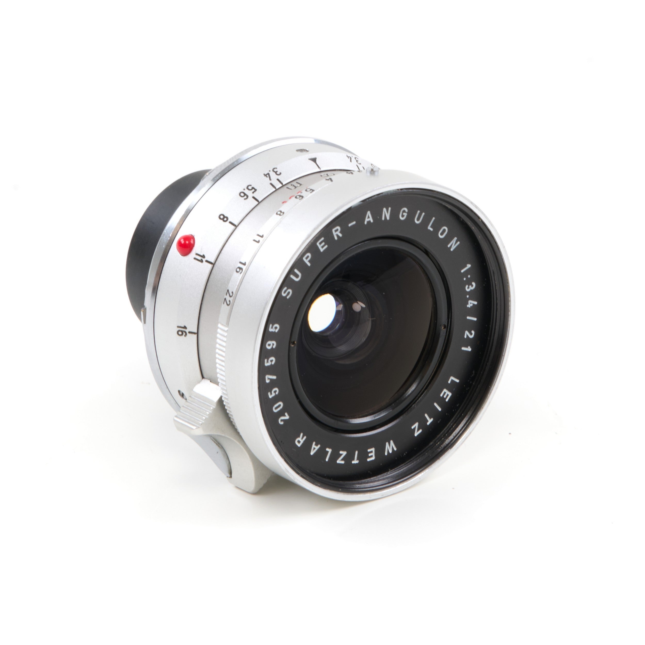 Leitz 21mm f3.4 Super-Angulon Chroom + 12501 Zonnekap