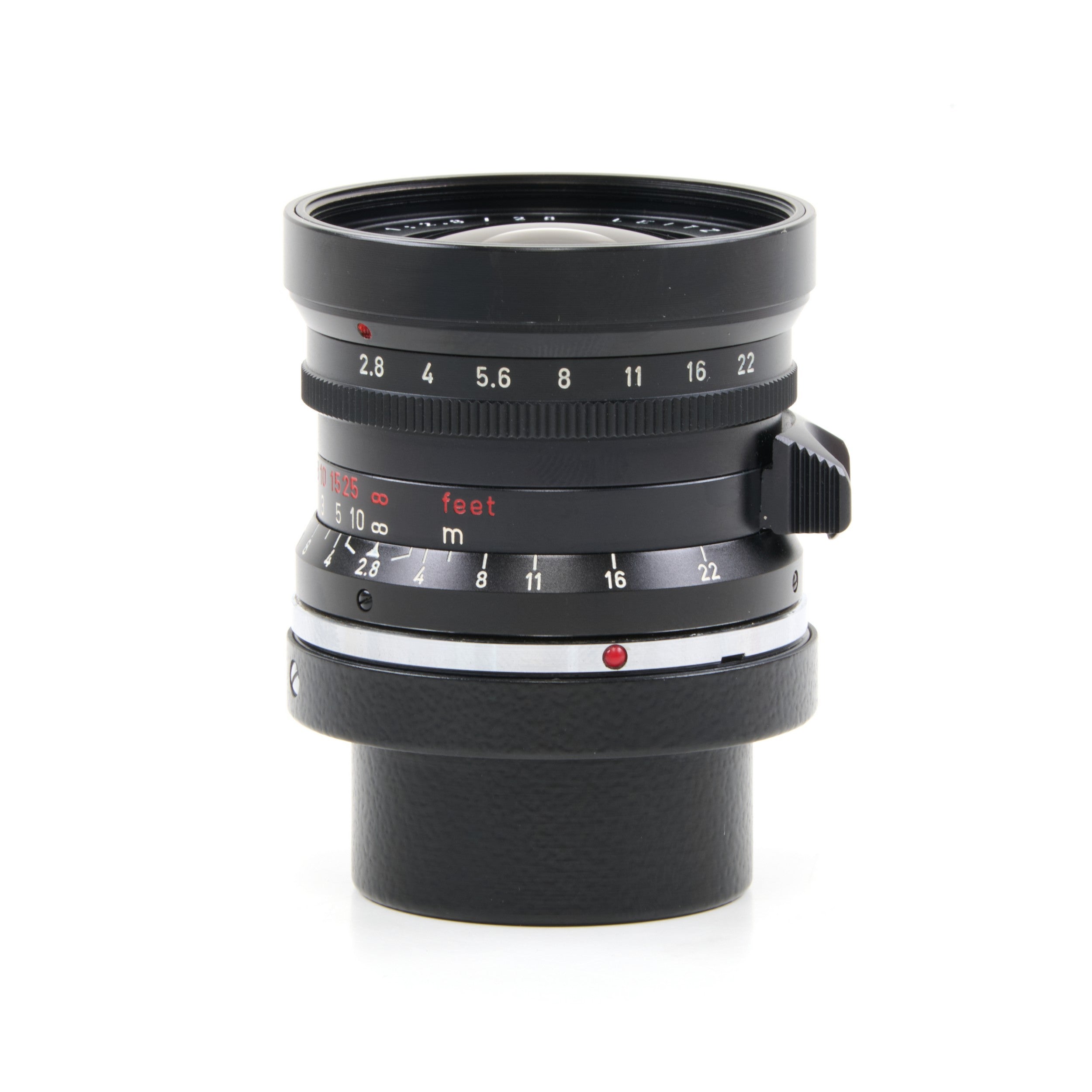 Leitz 28mm f2.8 Elmarit 9 Element Black Paint Stopper Canada + Zonnekap + Doos