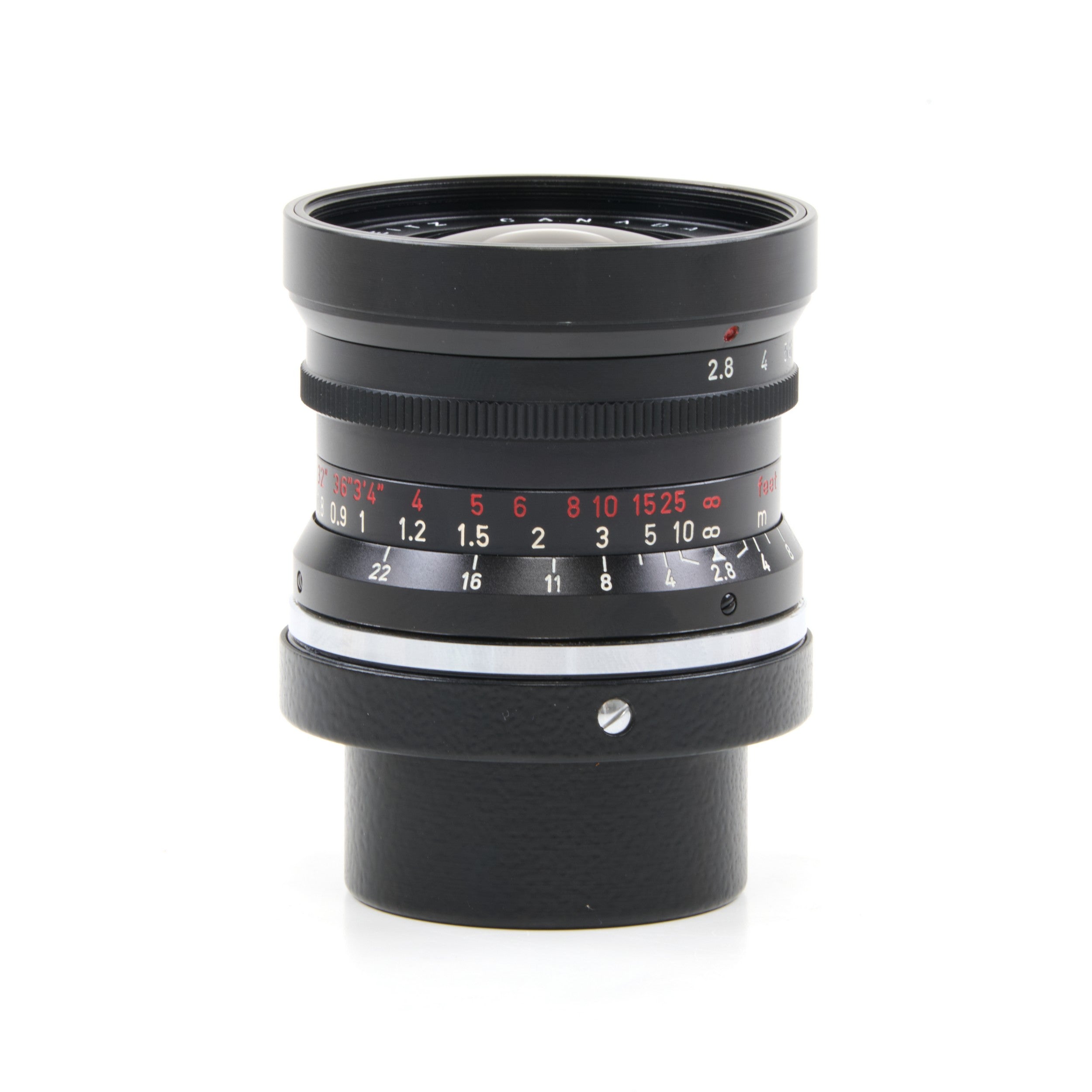 Leitz 28mm f2.8 Elmarit 9 Element Black Paint Stopper Canada + Zonnekap + Doos
