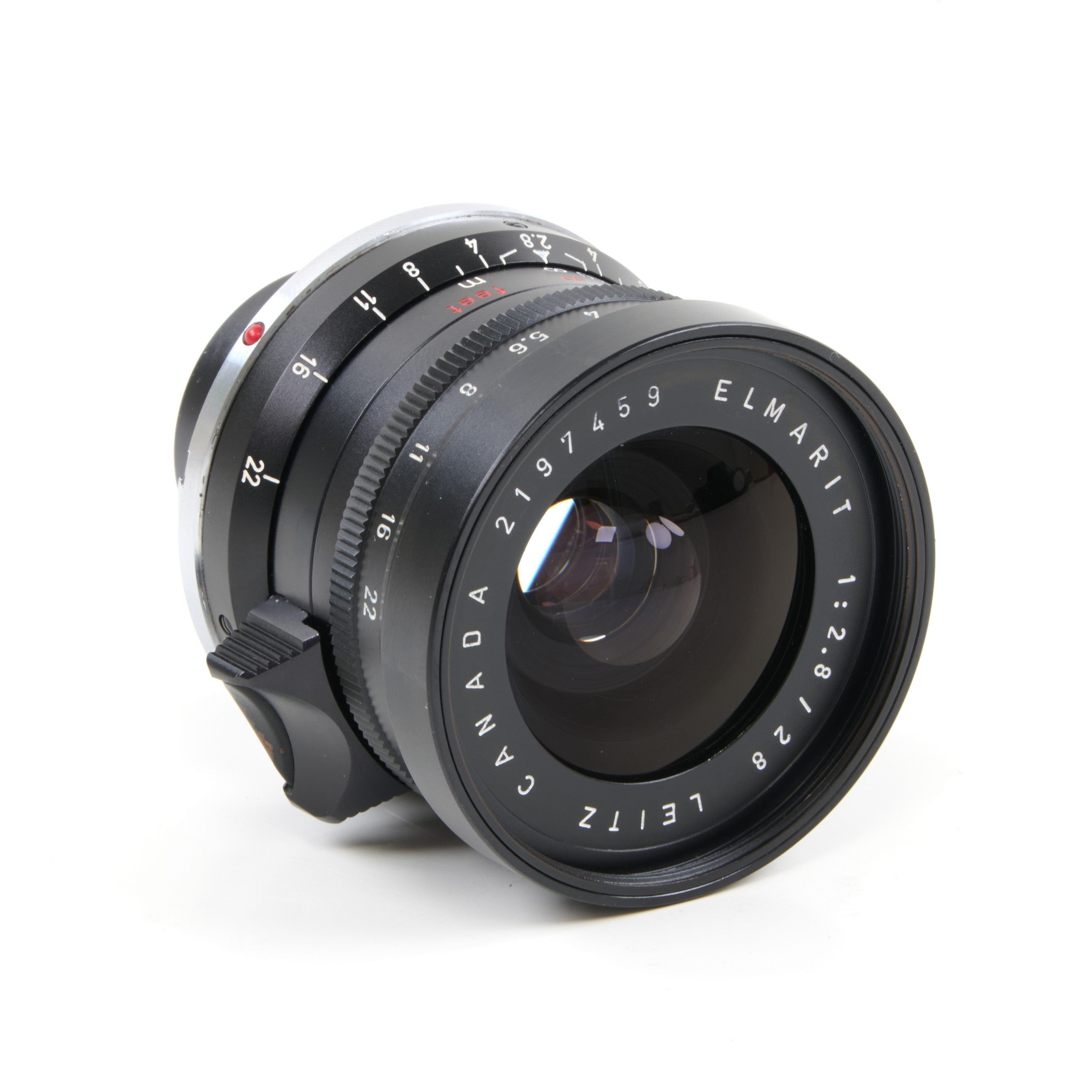 Leitz 28mm f2.8 Elmarit 9 Element Black Paint Stopper Canada + Zonnekap + Doos