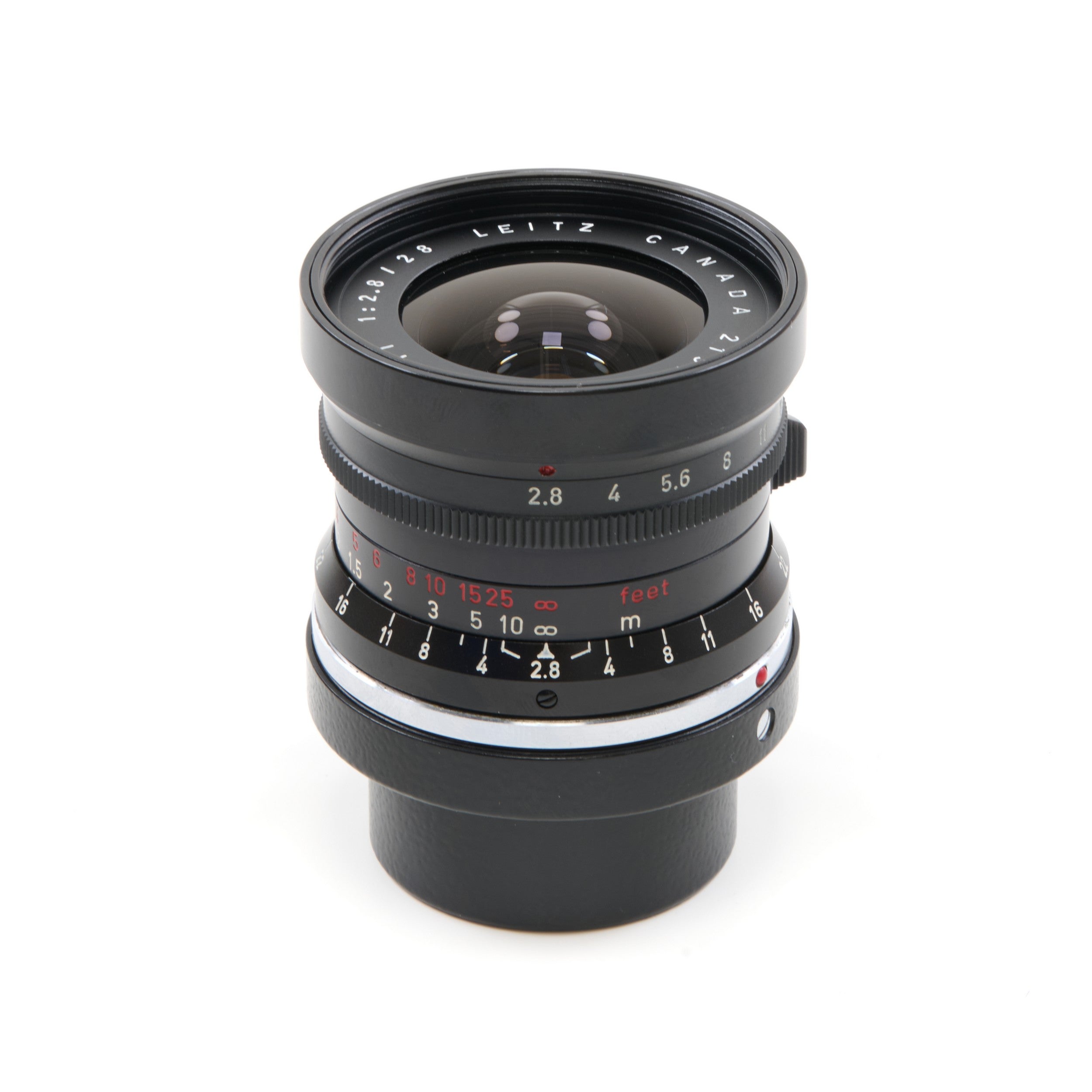 Leitz 28mm f2.8 Elmarit 9 Element Black Paint Stopper Canada + Zonnekap + Doos